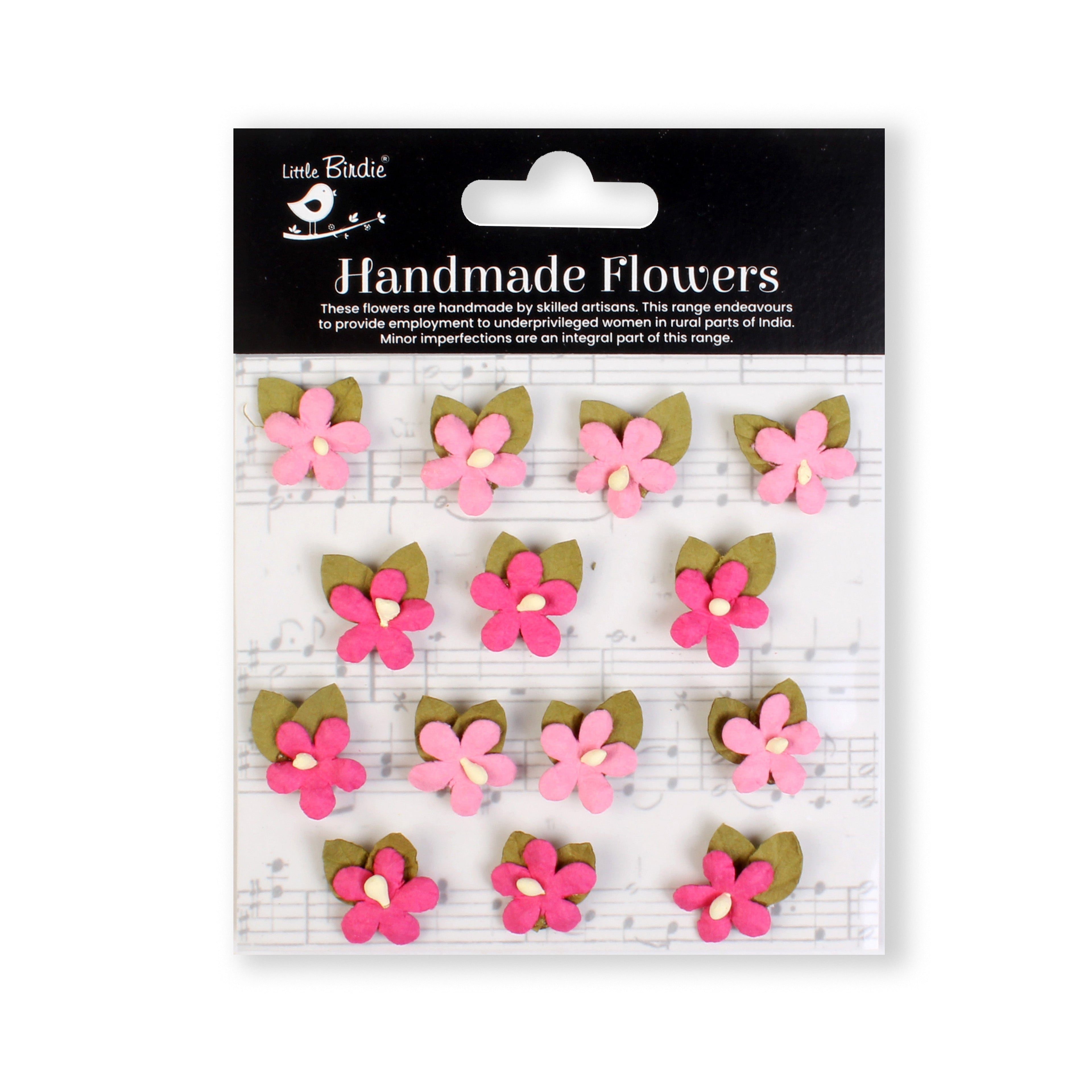Handmade flowers Precious Pink Harlow Approx 1.5Cm 14Pc Pbci Lb