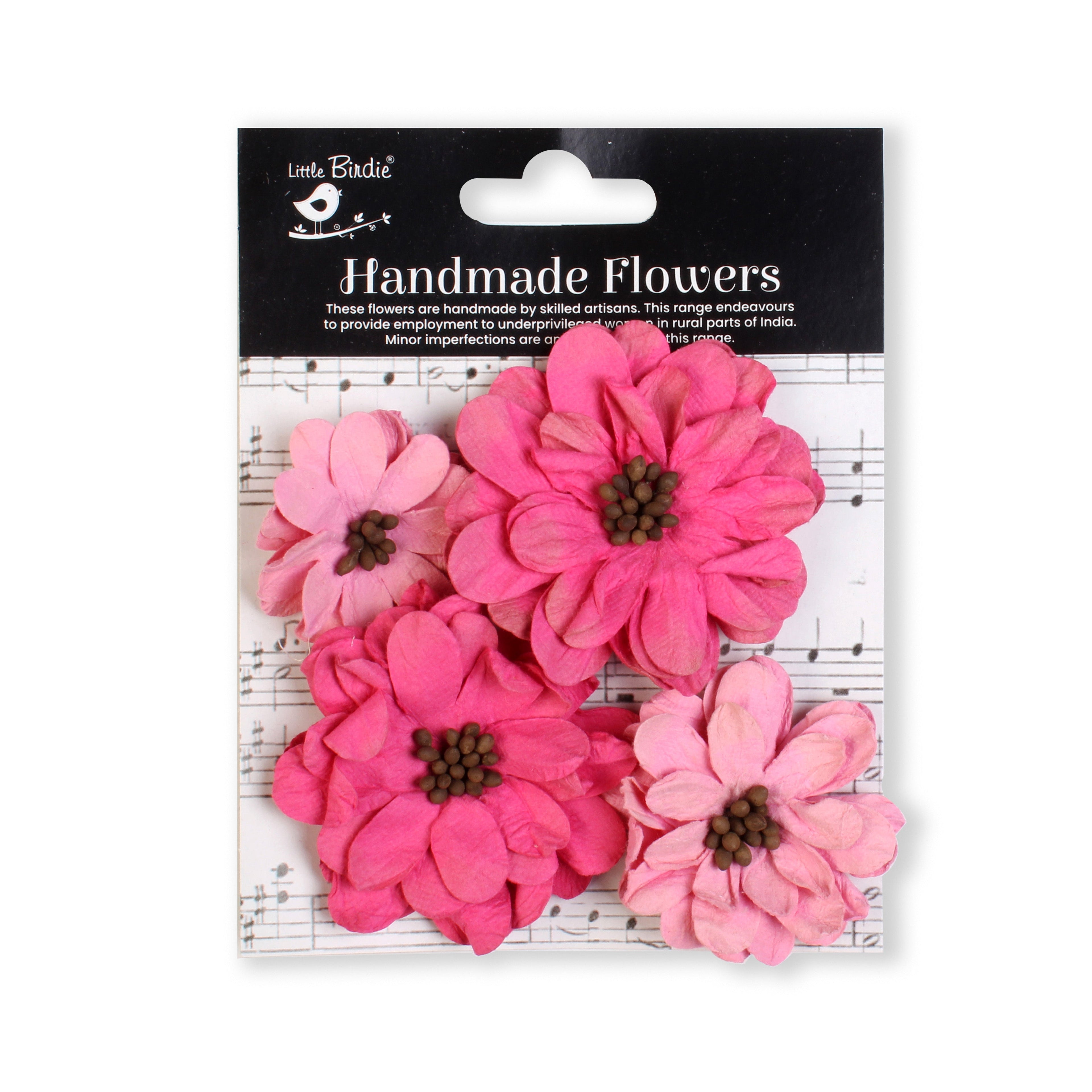 Handmade flowers Precious Pink Galina Approx 4 &6Cm 4Pc Pbci Lb