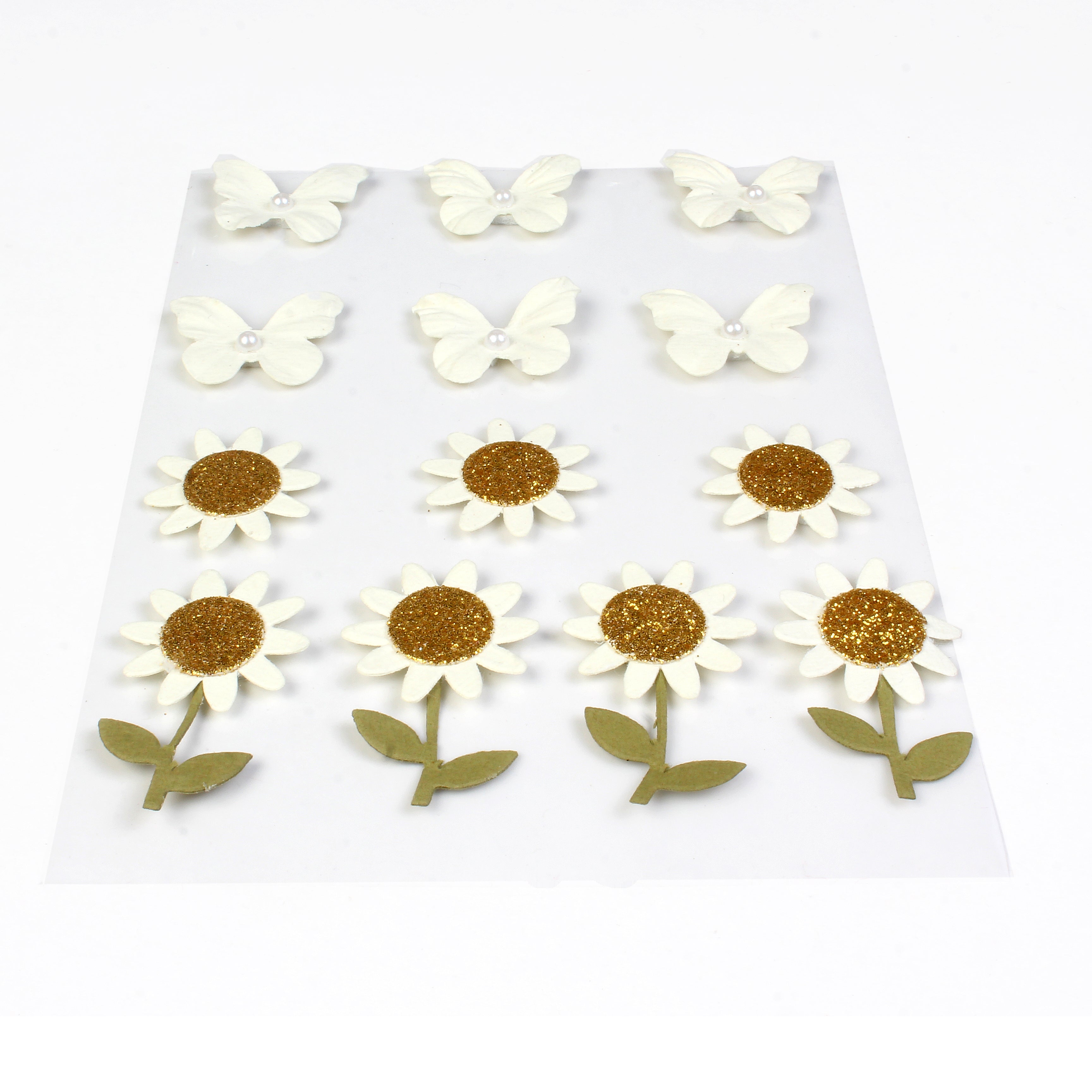 Self Adhesive Stickers Blooms & Butterflies Ivory Delight 13Pc Pbci Lb