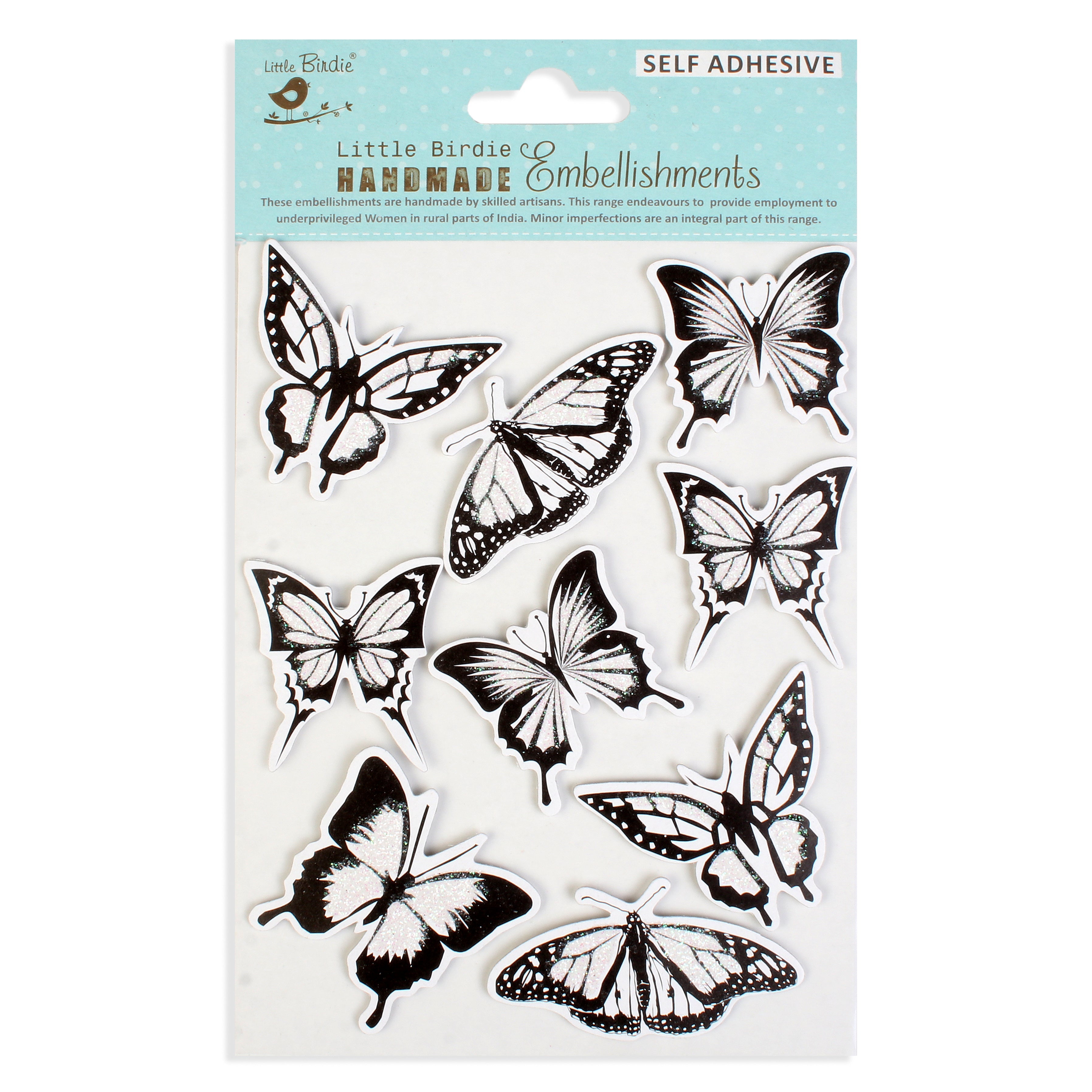 Self Adhesive Joyful Flutter 3D Stickers 9Pc Pbci Lb