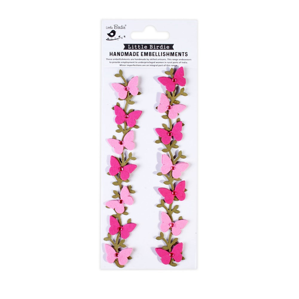 Handmade Stickers Butterfly Vine 2pc PBCI LB
