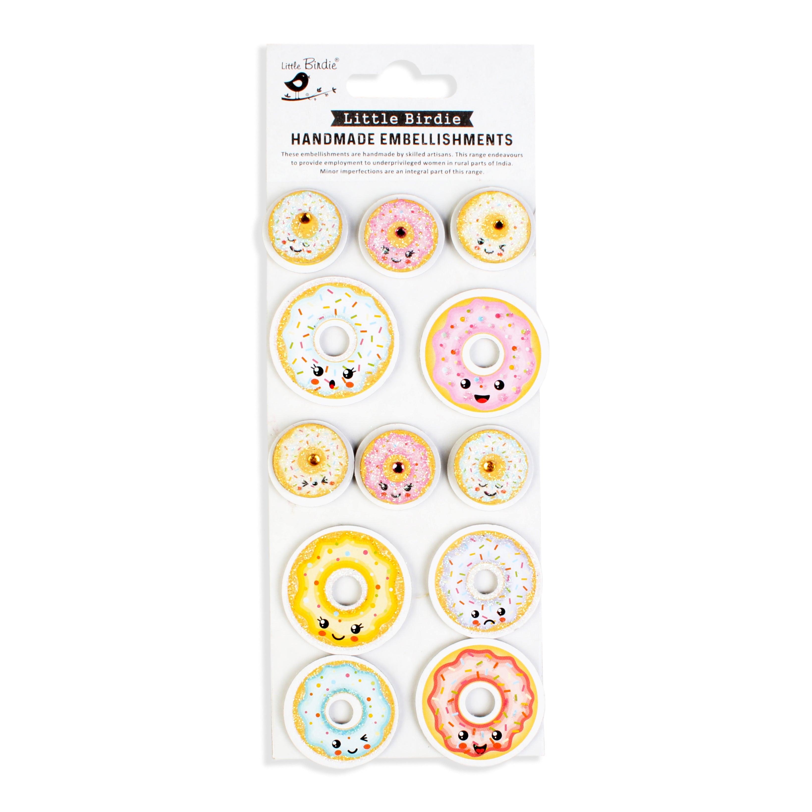 Handmade Stickers Happy Donuts 12Pc Pbci Lb