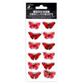 Handmade Resin Stickers - Glassy Butterfly, Red Tint, 12pc, 1 Sheet