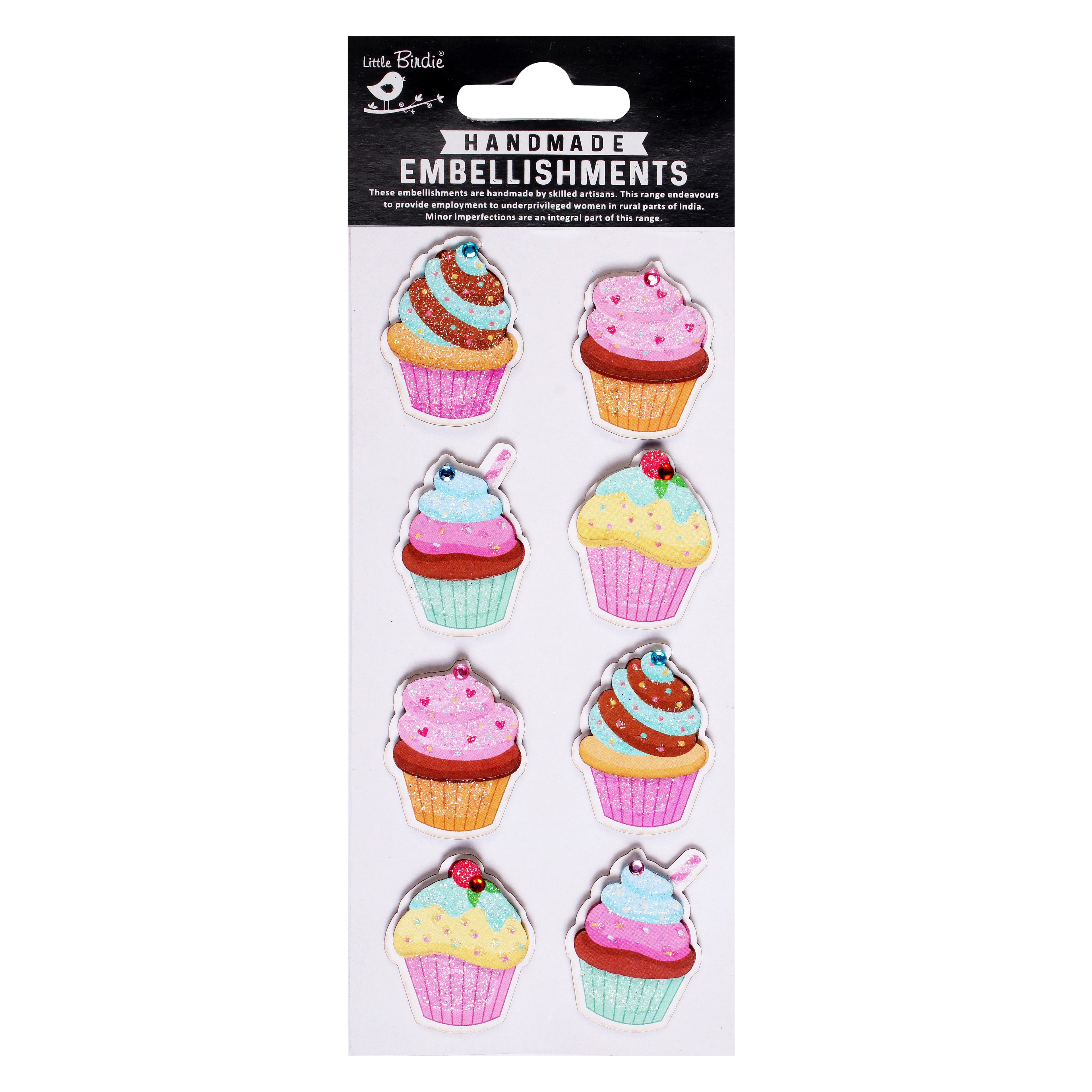 Handmade Stickers - Cupcake Delight, 8pc, 1 Sheet