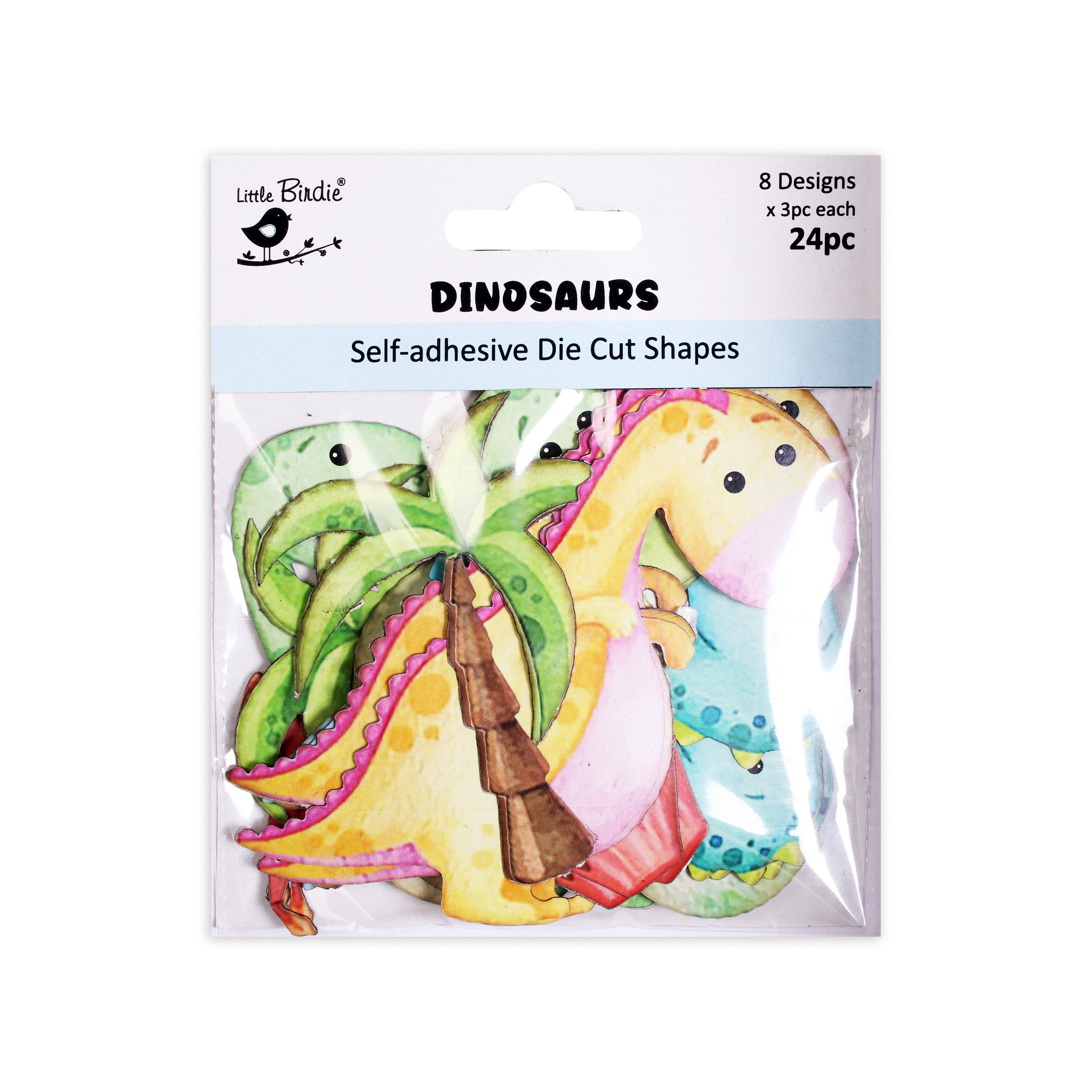 Self - Adhesive Die Cut Shapes - Dinosaurs, 24pc, 1 Sheet