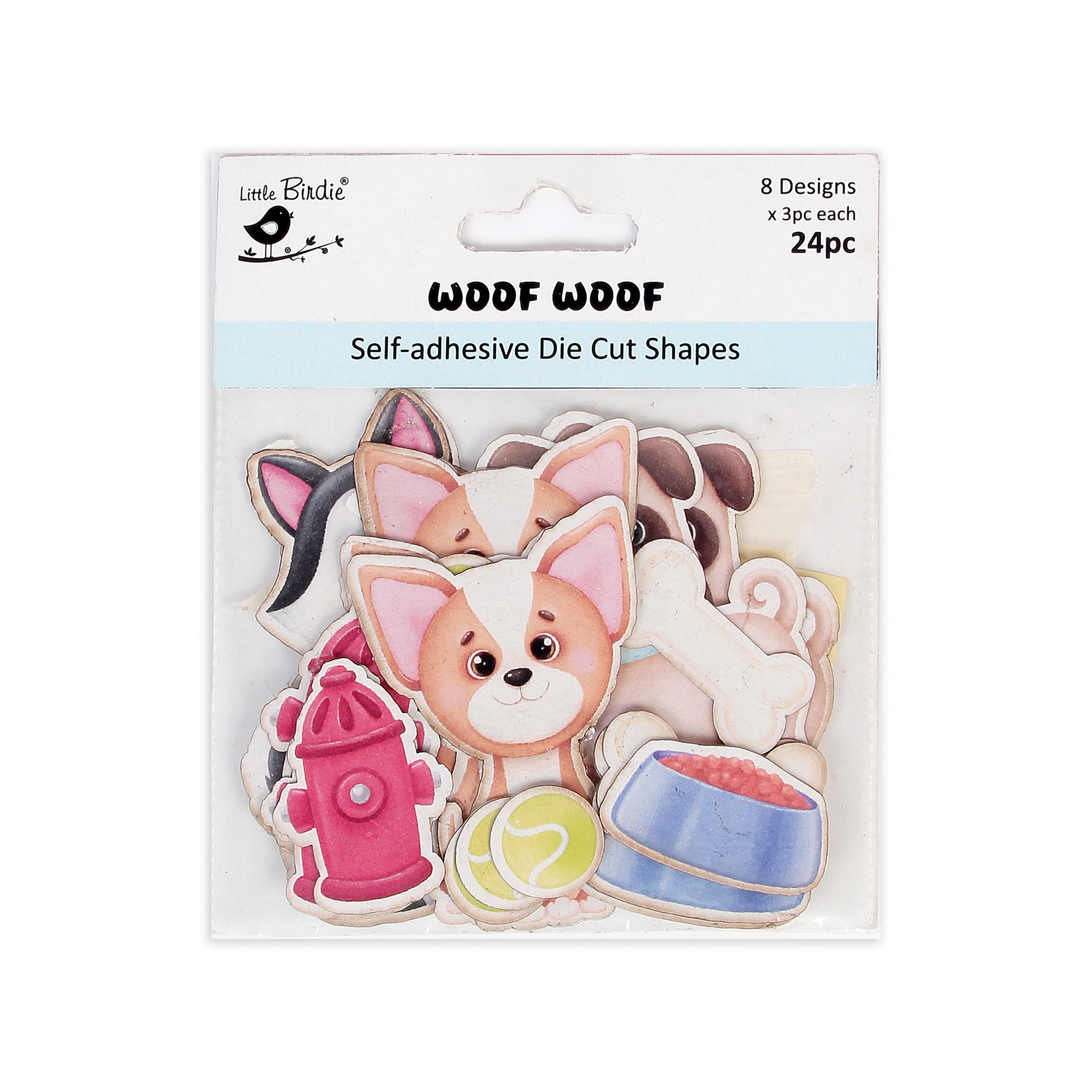 Self - Adhesive Die Cut Shapes Woof Woof 24pc