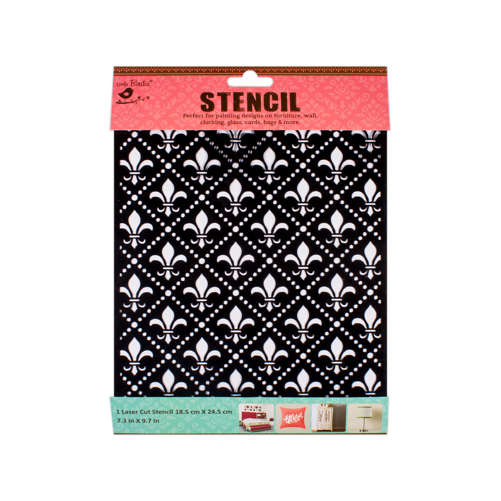 Stencil Fleur-de-lis Screen 7.3in x 9.7in 1pc