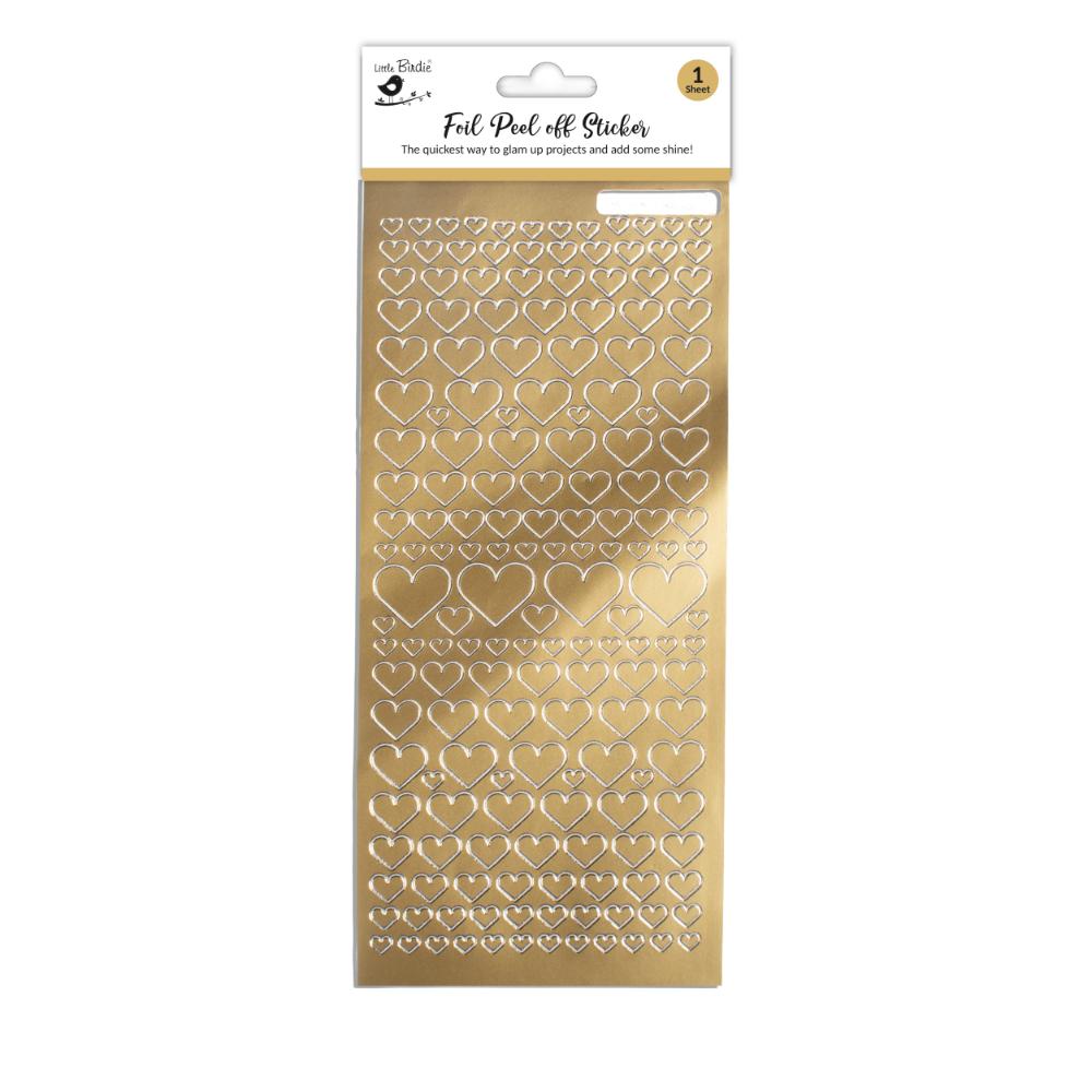 Foil Peel Off Sticker Diamond Heart Golden 10 X 23cm 1Sheet