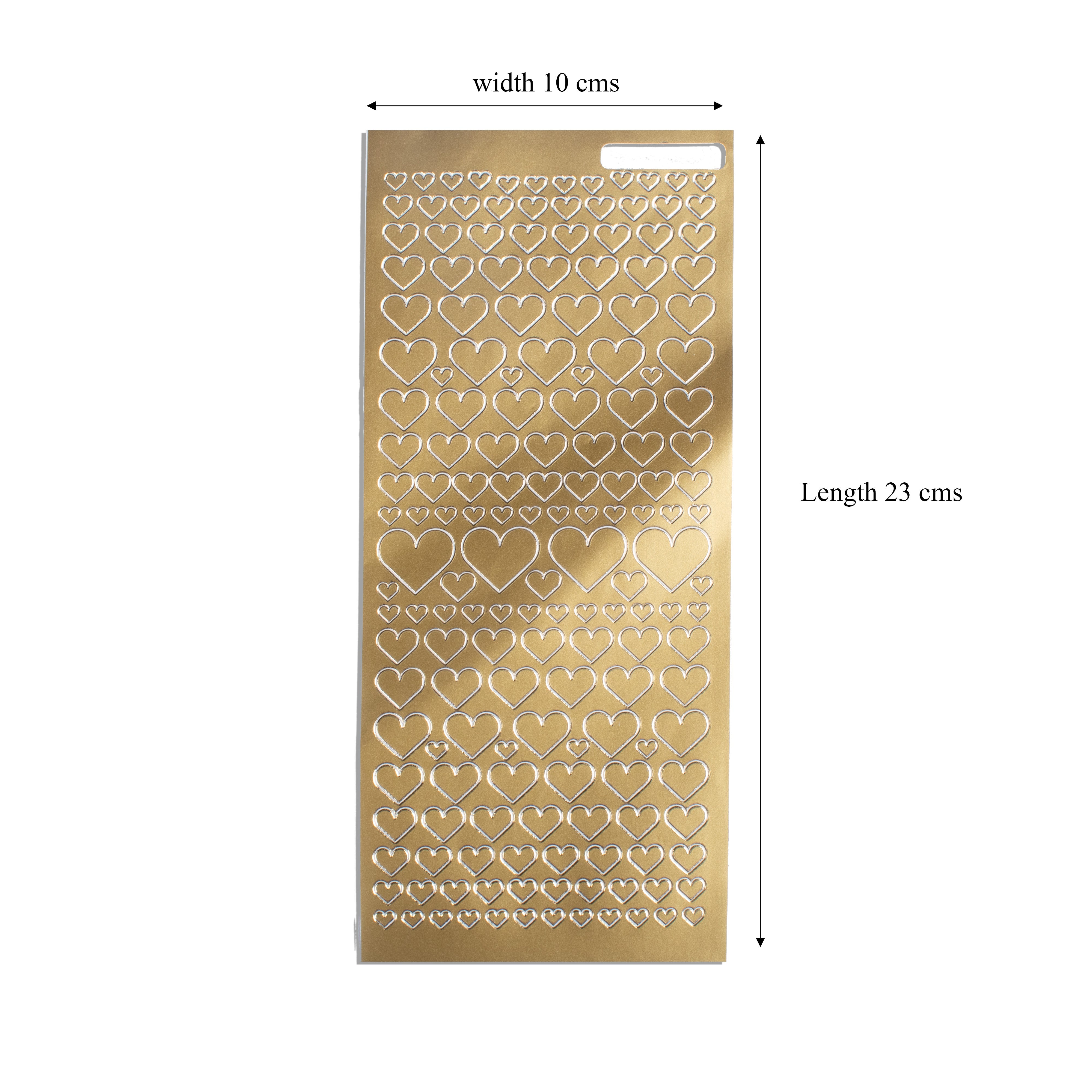 Foil Peel Off Sticker Diamond Heart Golden 10 X 23cm 1Sheet