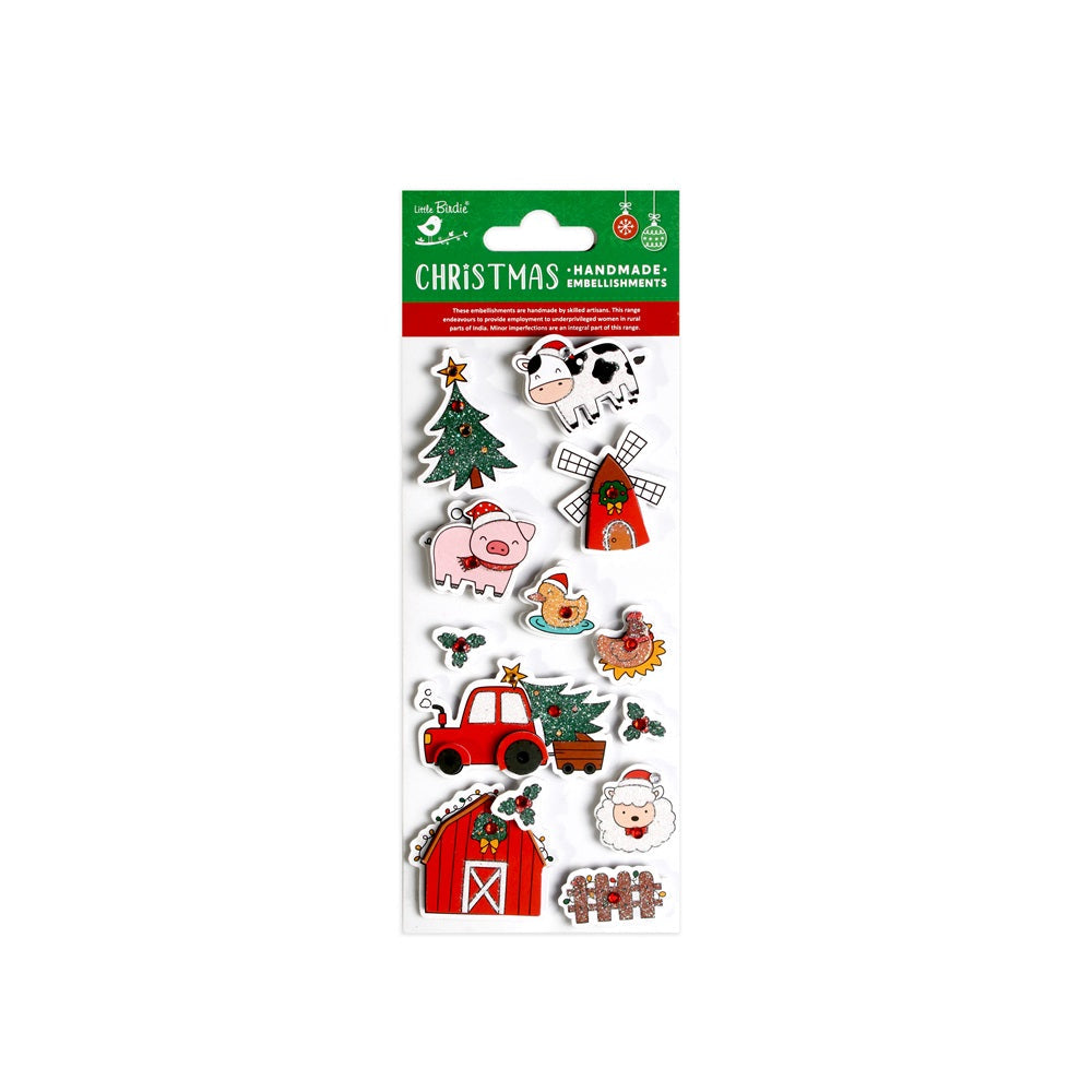 Christmas Handmade Stickers Farm Celebrations 11pc