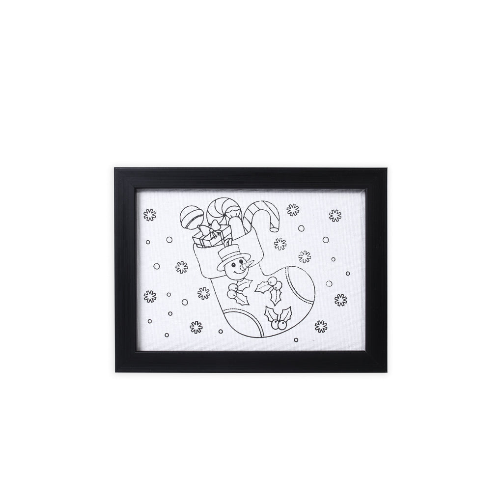 Pre Primed Printed Canvas Frame With Paints Christmas Stocking L5 X W7Inch Approx 1pc