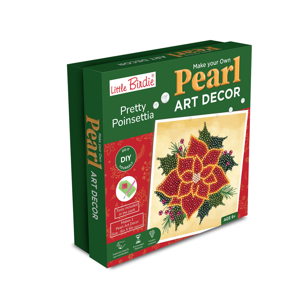 Christmas DIY Make Your Own Pearl Art Decor Kit - Pretty Poinsettia, 1 Box