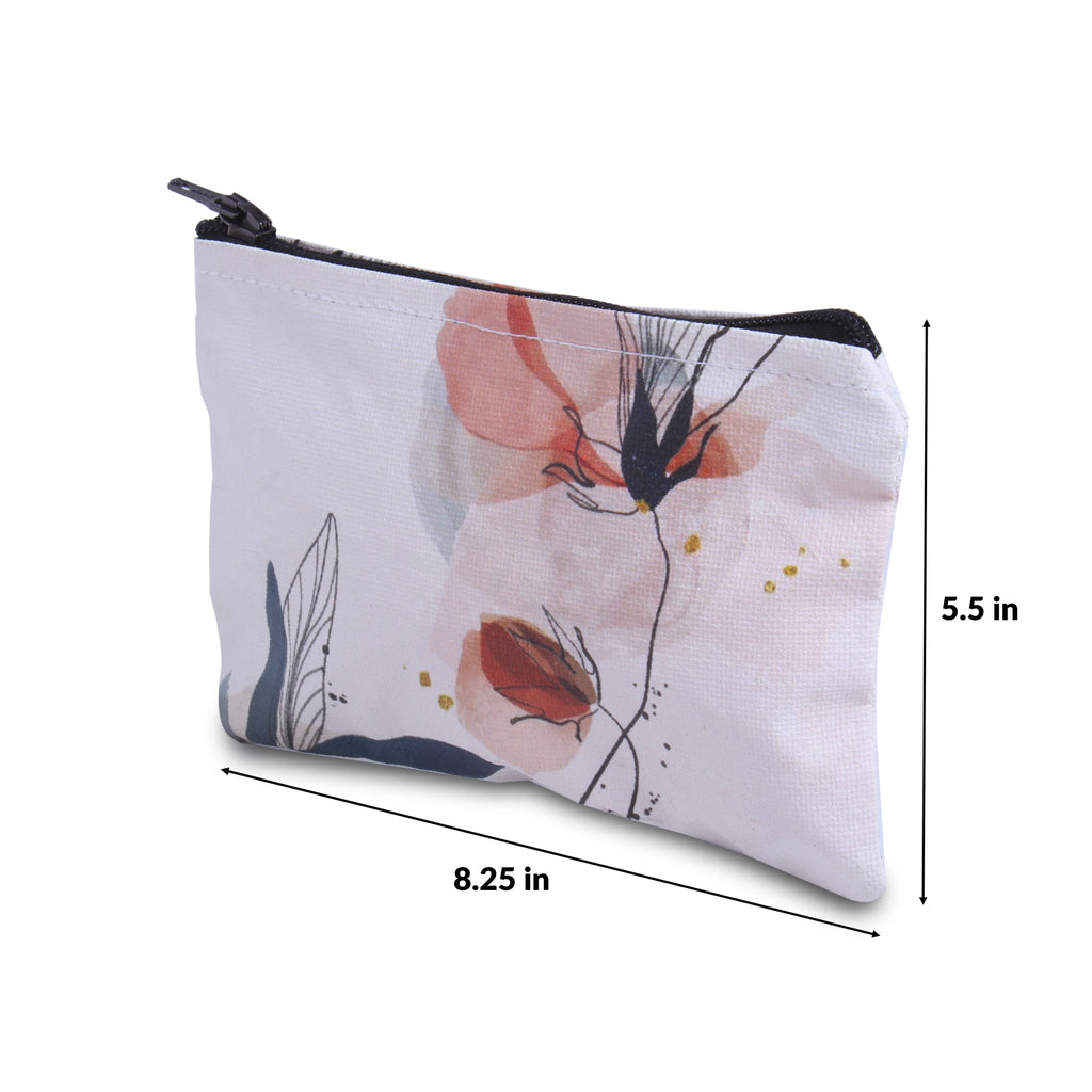 Canvas Printed Zip Pouch Floral Elegance 8.25 X 5.5inch Approx1 pc