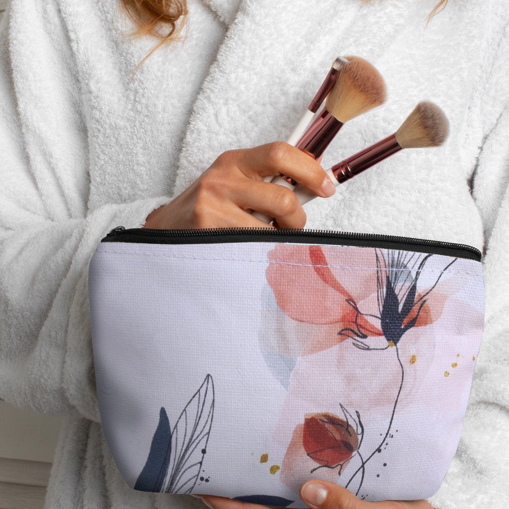 Canvas Printed Zip Pouch Floral Elegance 8.25 X 5.5inch Approx1 pc