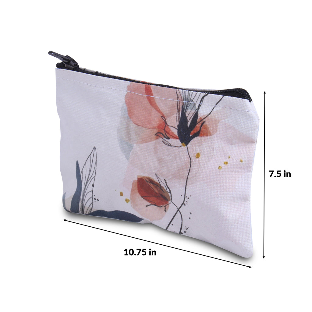 Canvas Printed Zip Pouch Floral Elegance 10.75 X 7.5inch Approx1 pc