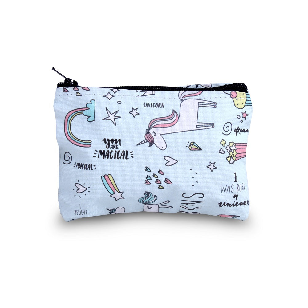 Canvas Printed Zip Pouch Magical Unicorn 5.5 X 3.5inch Approx1 pc