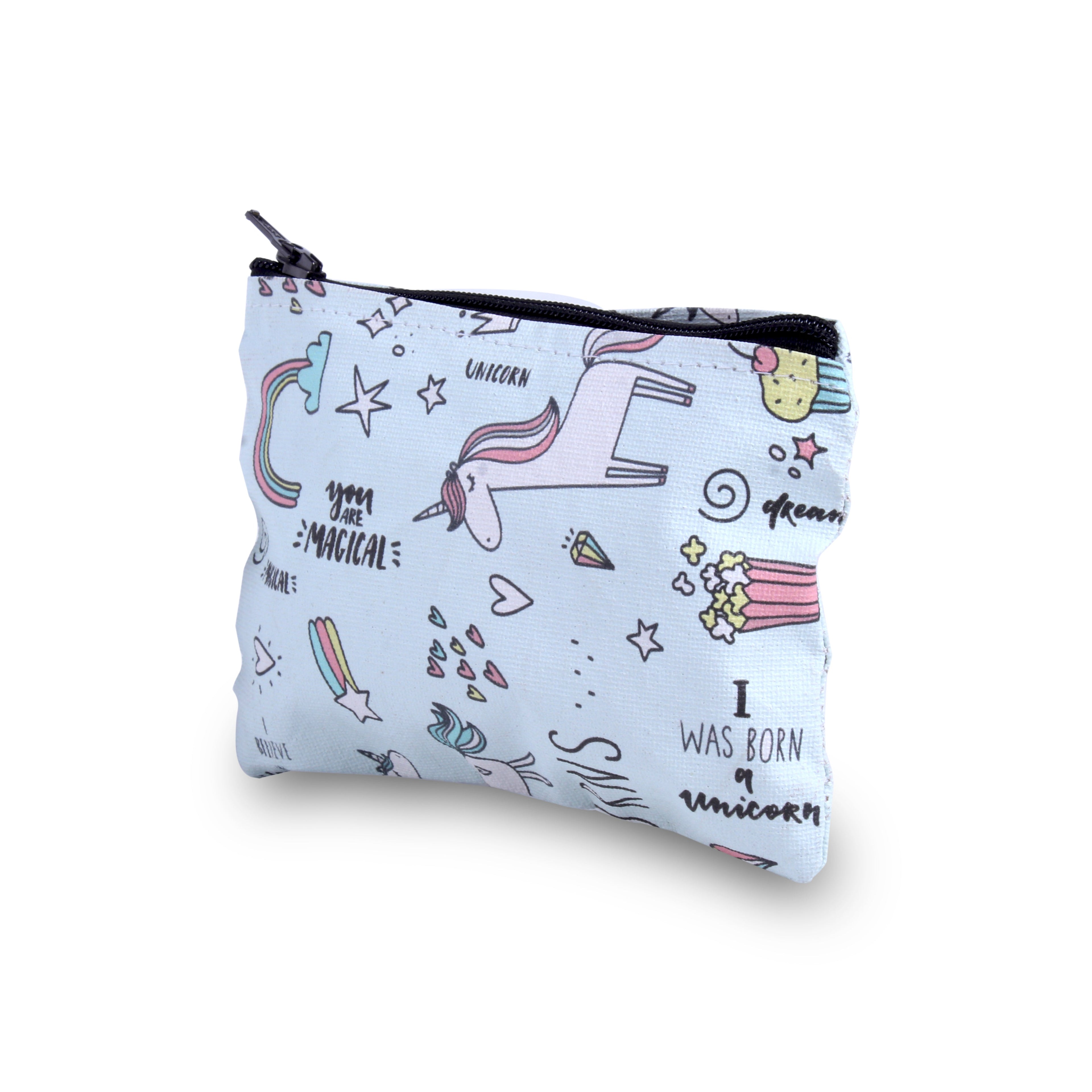 Canvas Printed Zip Pouch Magical Unicorn 5.5 X 3.5inch Approx1 pc