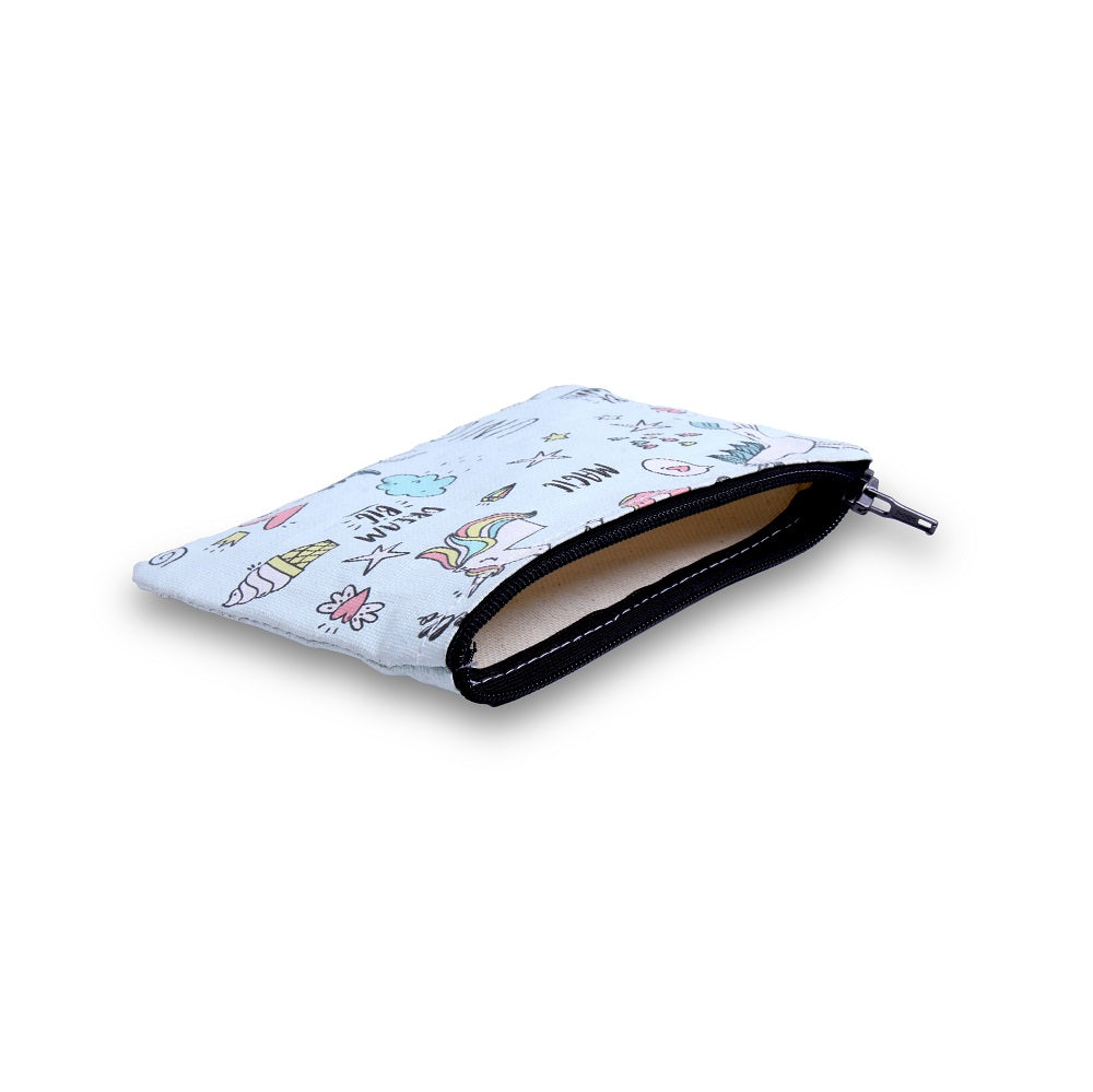 Canvas Printed Zip Pouch Magical Unicorn 5.5 X 3.5inch Approx1 pc