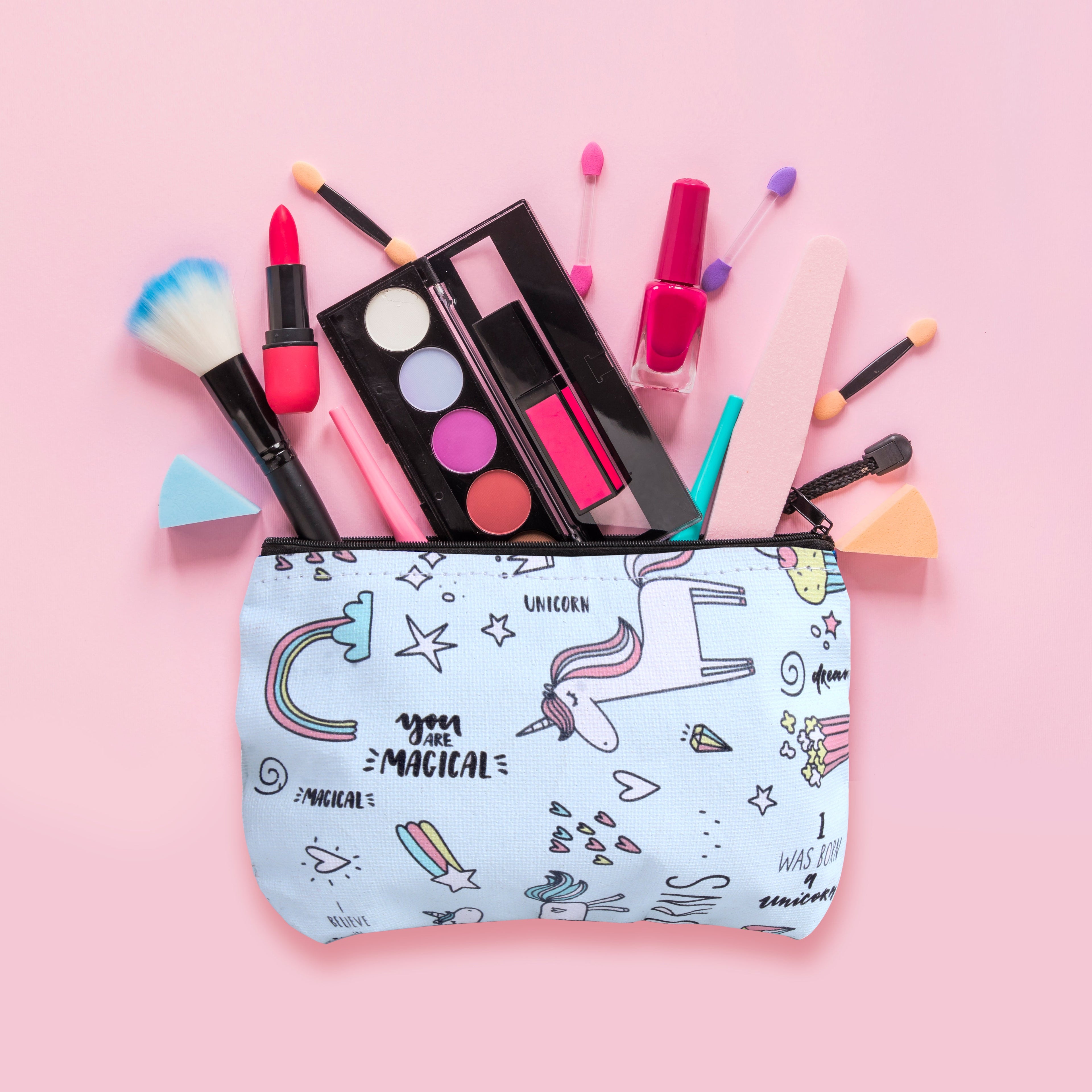 Canvas Printed Zip Pouch Magical Unicorn 8.25 X 5.5inch Approx1 pc