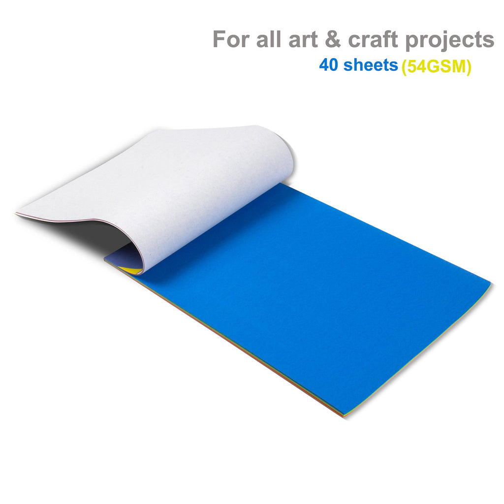 Coloured Paper Pad assorted Colours A4 54gsm 40 Sheets