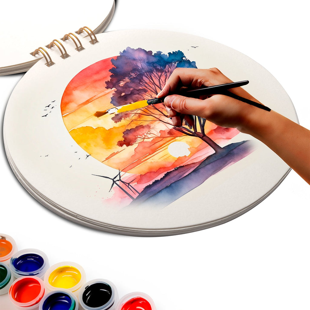 Round Sketchbook With Gold Wiro 11inch Dia 350gsm 15 Sheets