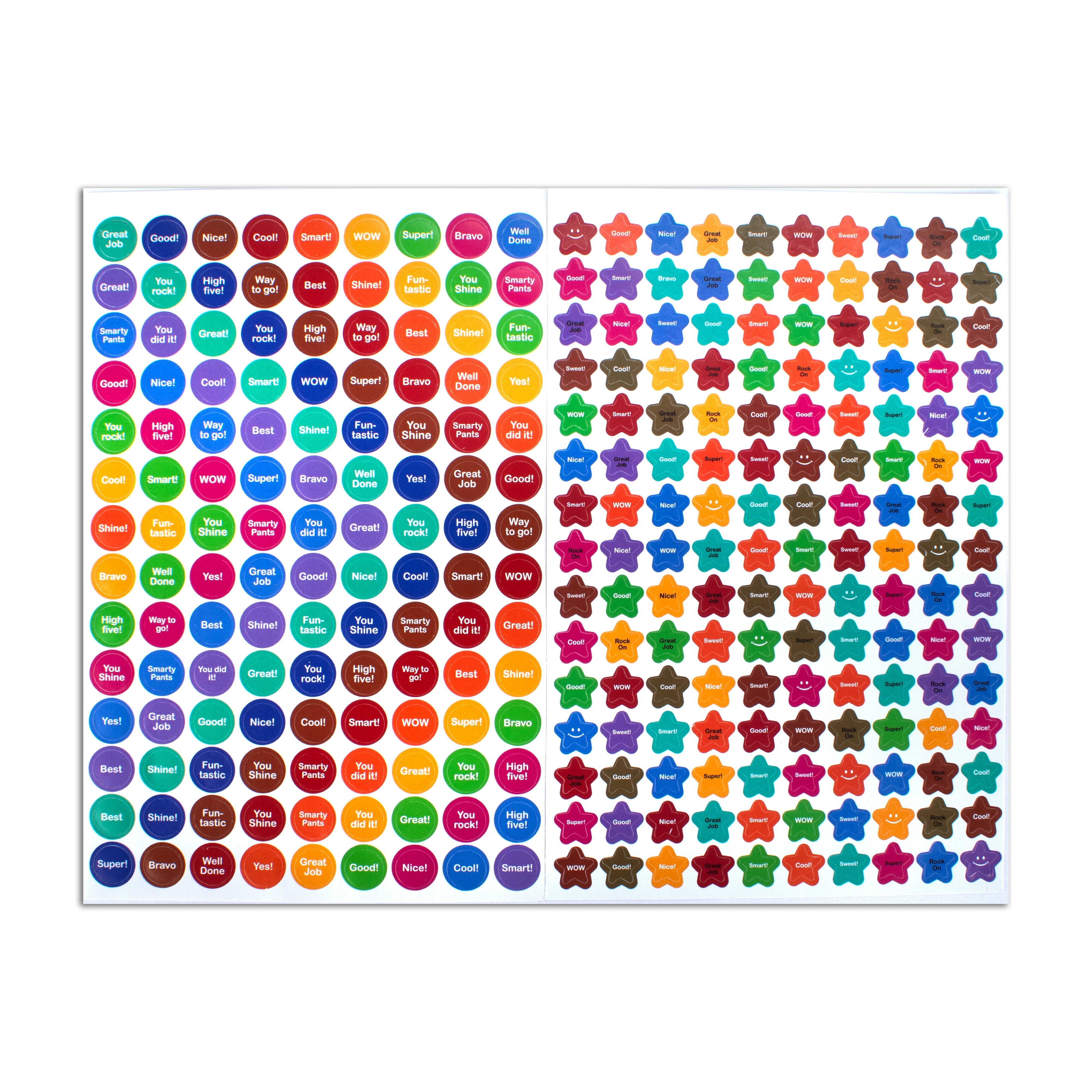 Reward Stickers - Star and Round Shapes 276 Stickers (Approx) 2Sheet