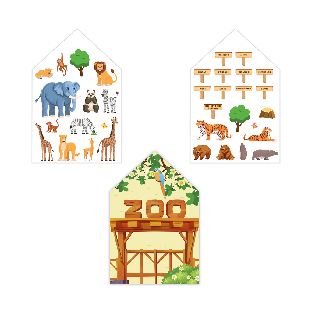 Sticker Sheets Zoo Approx 11.5 x 7.75inch 2pages