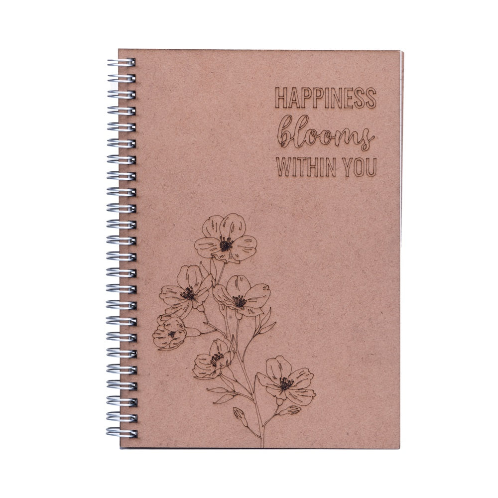 Wire-O Notebook with Pre-marked MDF Cover Happiness Blooms 115gsm Artist Paper 80 pages 1Book