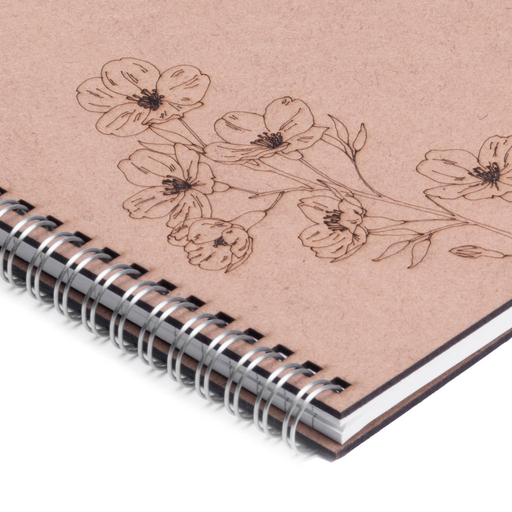 Wire-O Notebook with Pre-marked MDF Cover Happiness Blooms 115gsm Artist Paper 80 pages 1Book