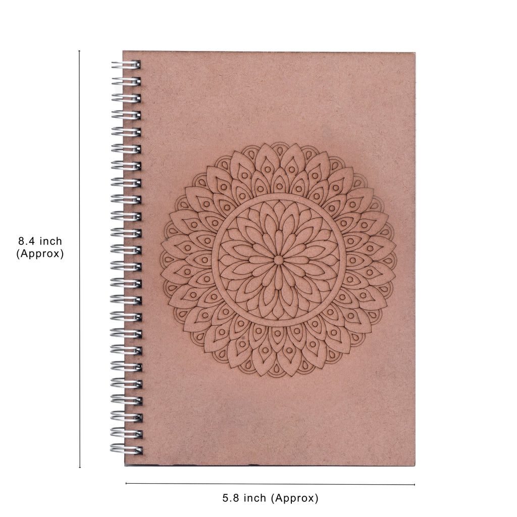 Wire-O Notebook with Pre-marked MDF Cover Floral Mandala 115gsm Artist Paper 80pages 1Book