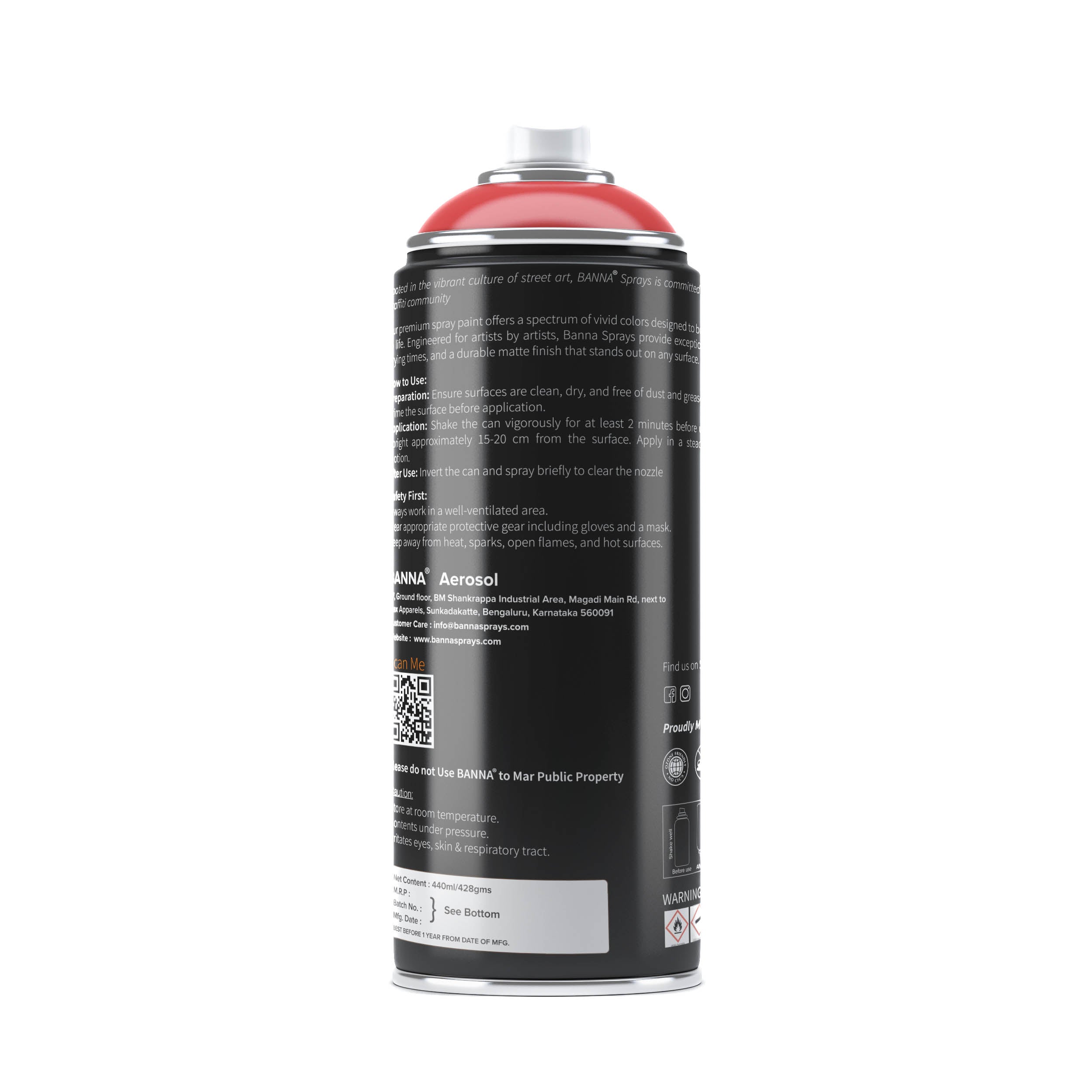 Graffiti Spray Paint Middle Red 400ml Bottle