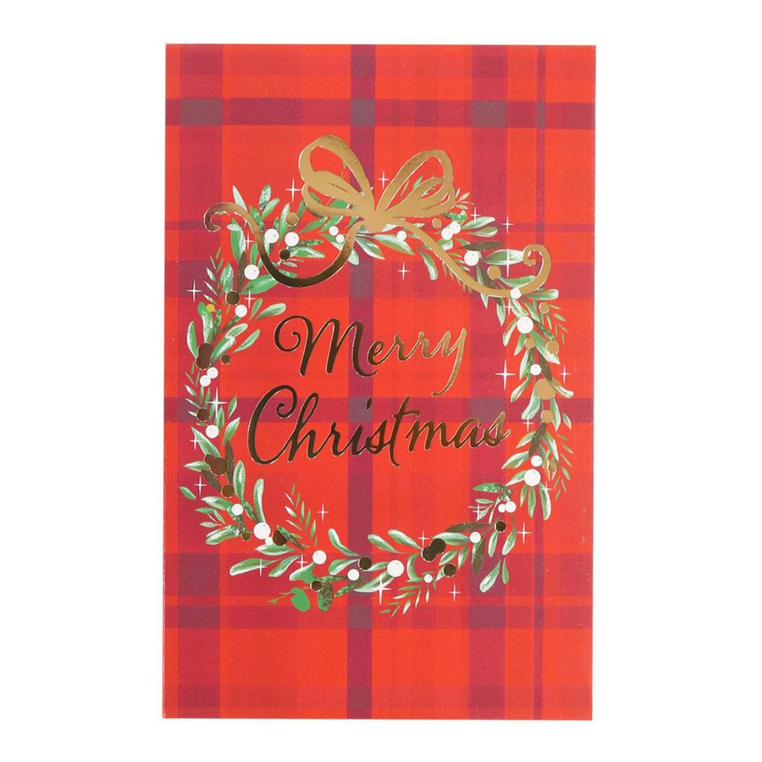 Christmas Greeting Card with Foil Detailing & Envelope Christmas Wreath 11.8 X 17.8cm 1pc