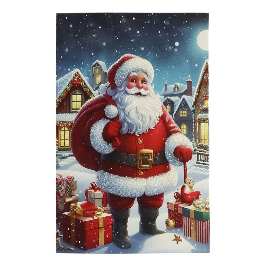 Christmas Glitter Greeting Card & Envelope Gift from Santa 11.8 X 17.8cm 1pc
