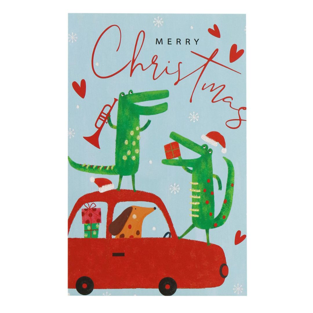 Christmas Glitter Greeting Card & Envelope Christmas Chorus 11.8 X 17.8cm 1pc