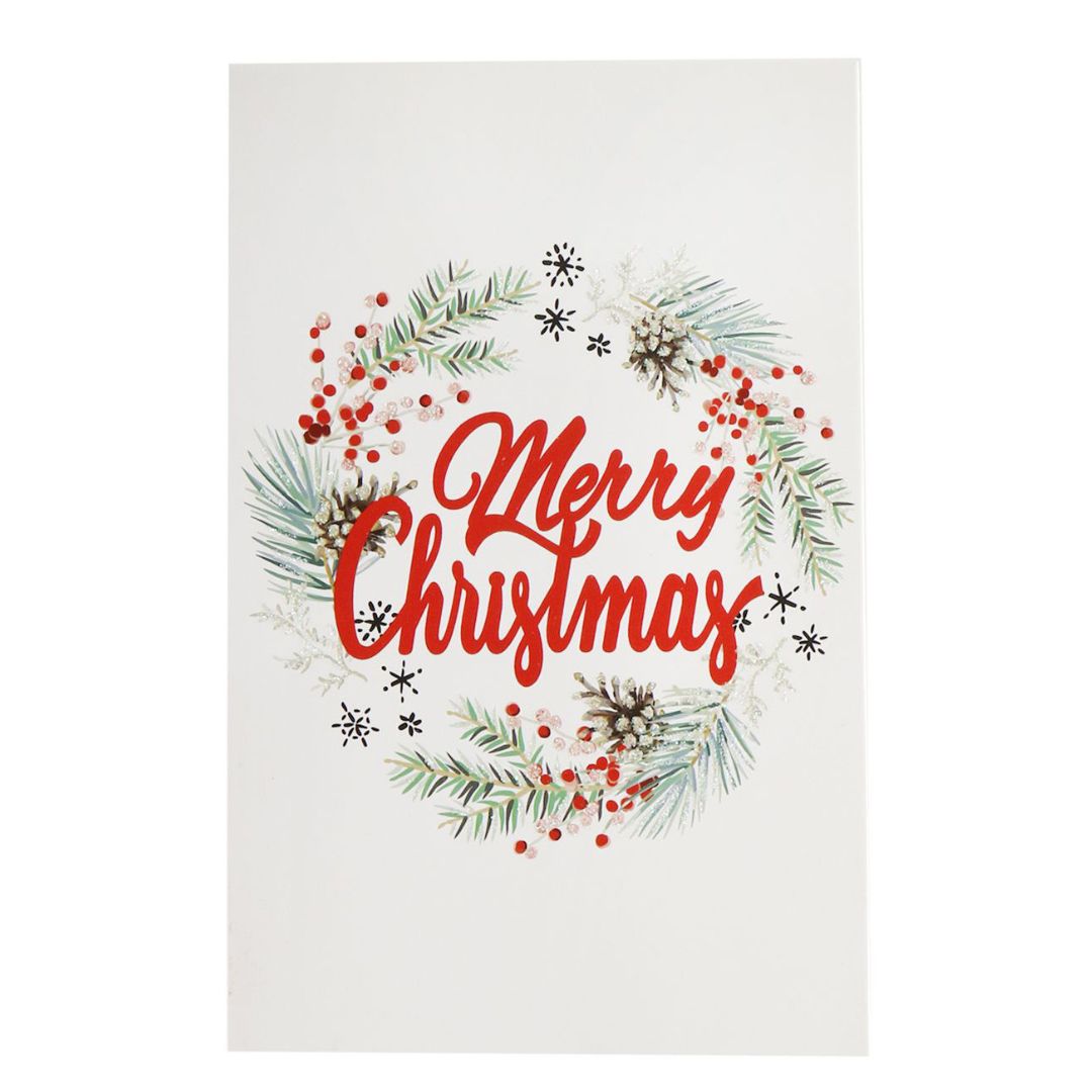Christmas Glitter Greeting Card & Envelope Joyful Wishes 11.8 X 17.8cm 1pc