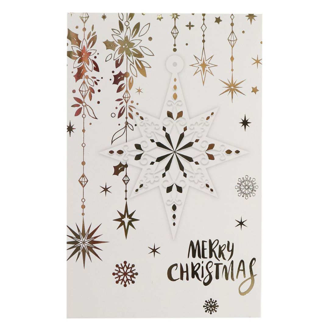 Christmas Greeting Card with Foil Detailing & Envelope Festive Stars 11.8 X 17.8cm 1pc