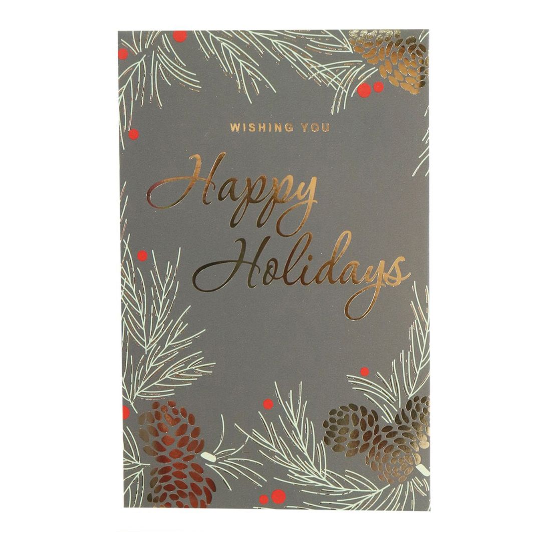 Christmas Greeting Card with Foil Detailing & Envelope Happy Holidays 11.8 X 17.8cm 1pc
