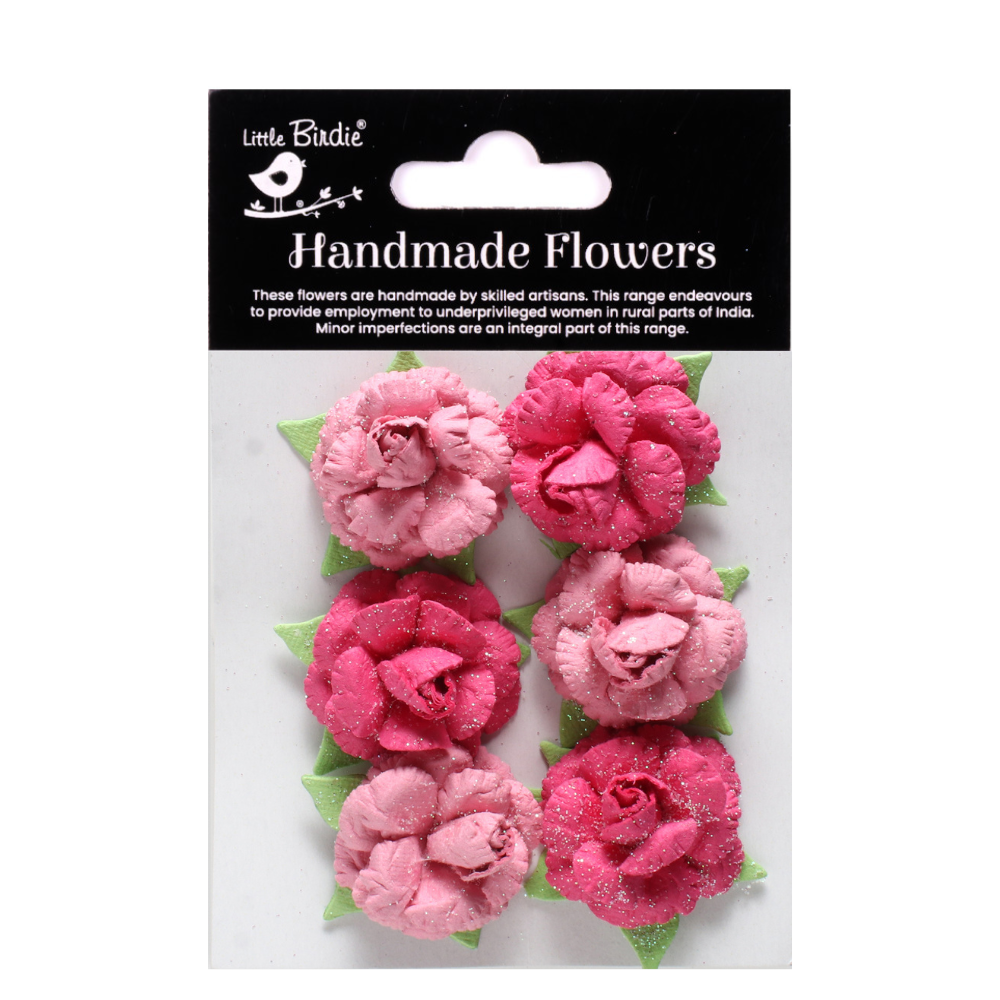 Handmade Flowers Precious Pink Angle Approx 5Cm 6Pc