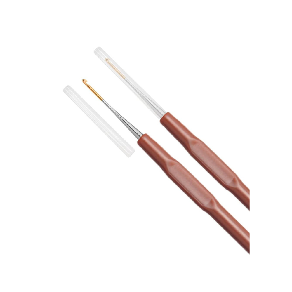 Crochet Hooks Plastic Handle(Gold Point) For Thread No.5 1Pc