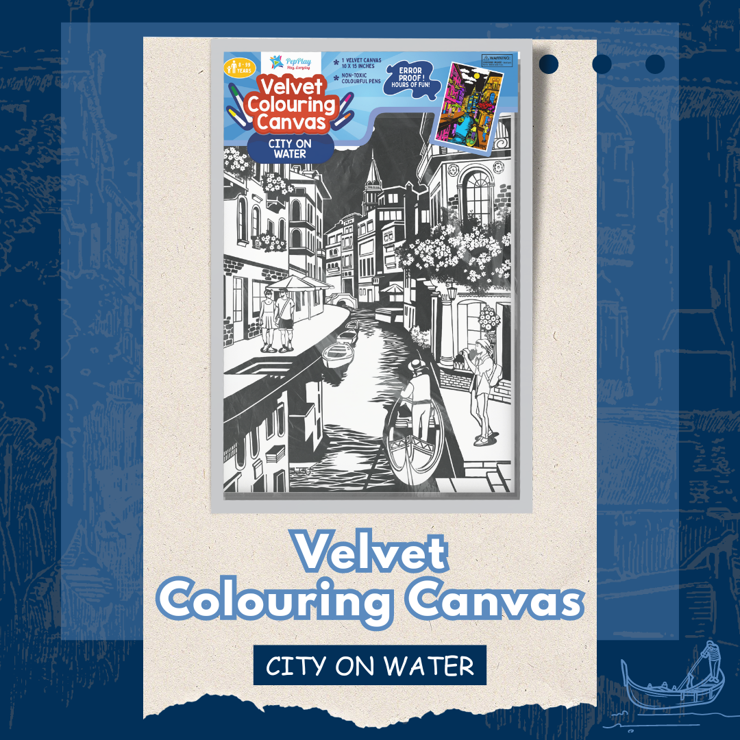 Velvet Colouring Canvas City on Water L38 X W25cm 1pc