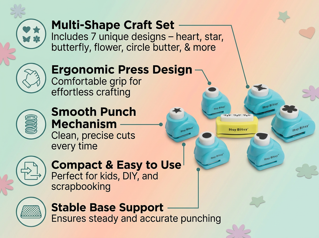 Craft Punch 7 Assorted Designs 1BOX