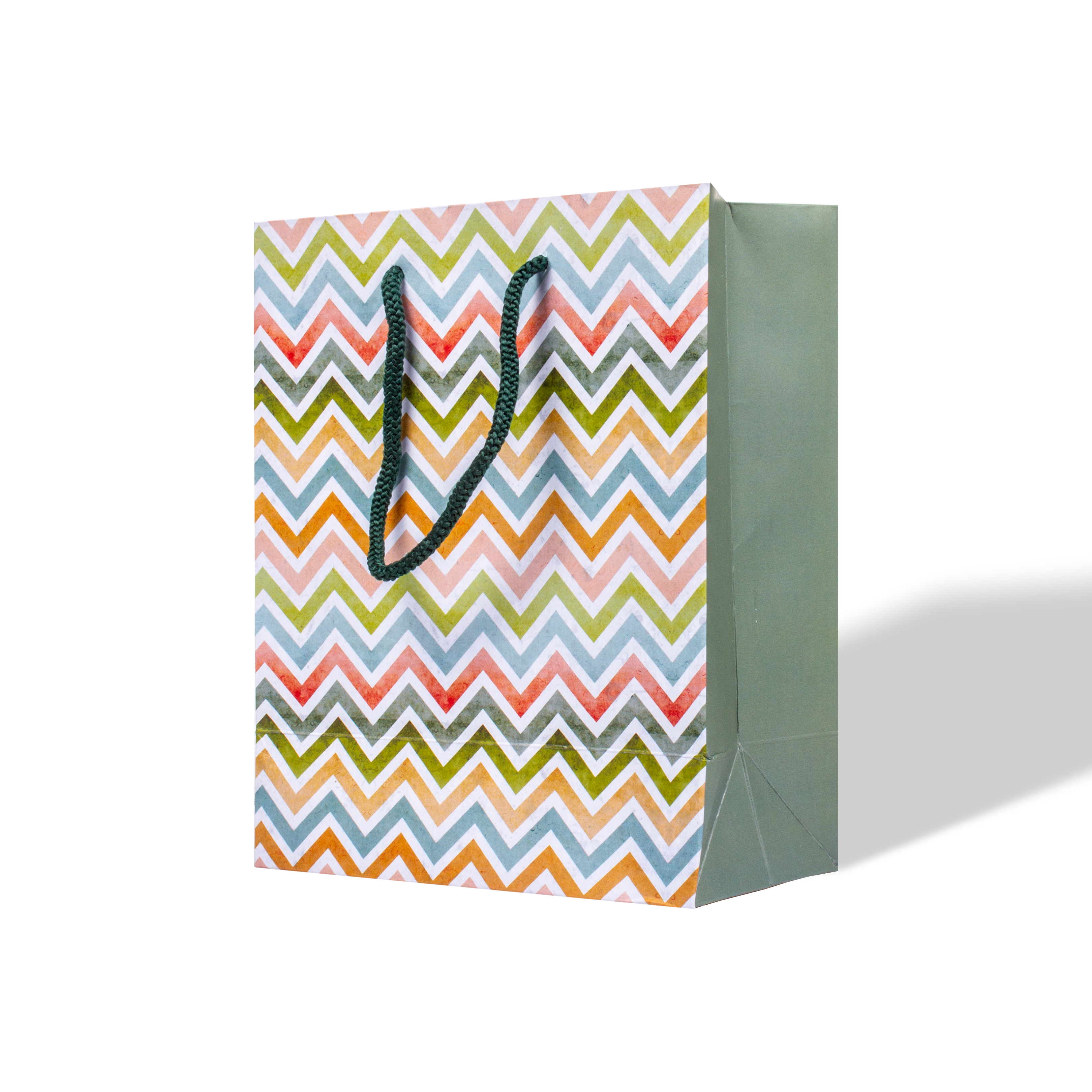 Gift Bag Multicoloured Chevron L9 x W7 x D4inch 1pc