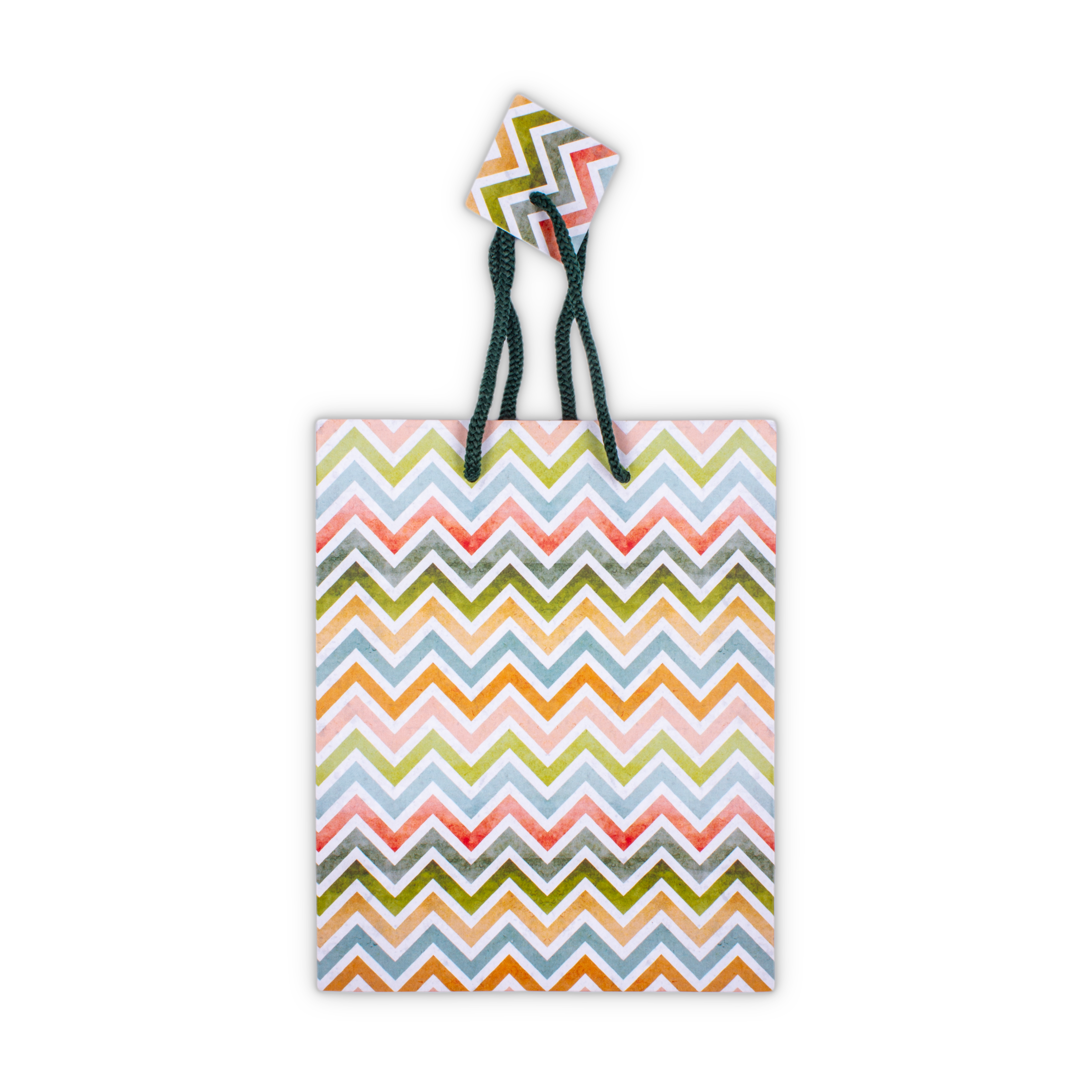 Gift Bag Multicoloured Chevron L9 x W7 x D4inch 1pc