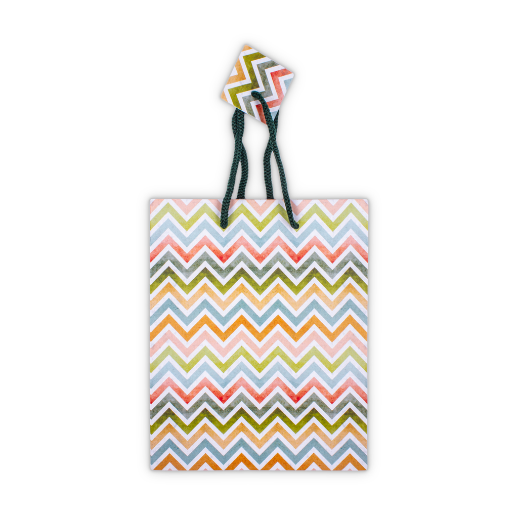 Gift Bag Multicoloured Chevron L9 x W7 x D4inch 1pc