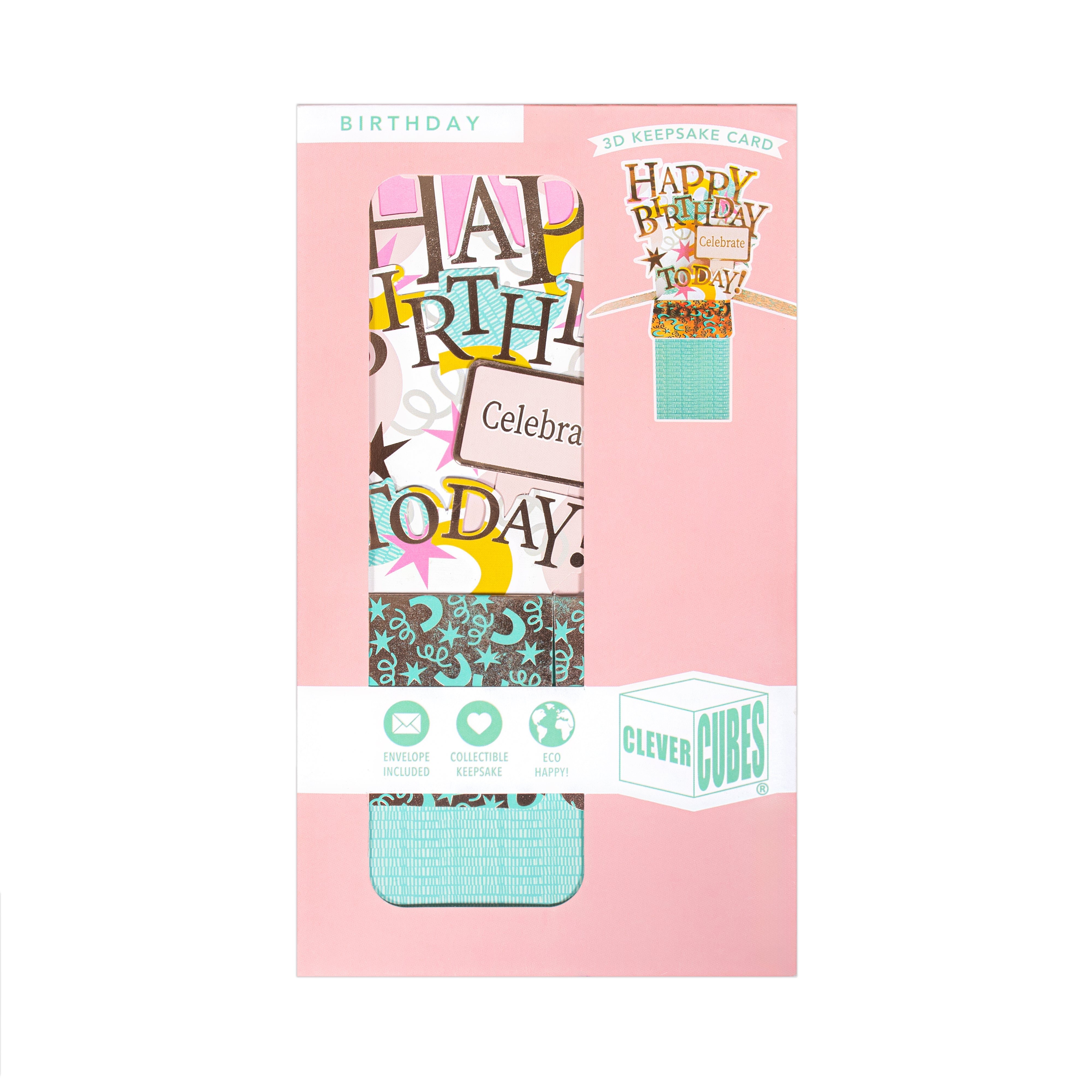 3D Pop Up Birthday Card and Envelope - Celebrate Today 1pc
