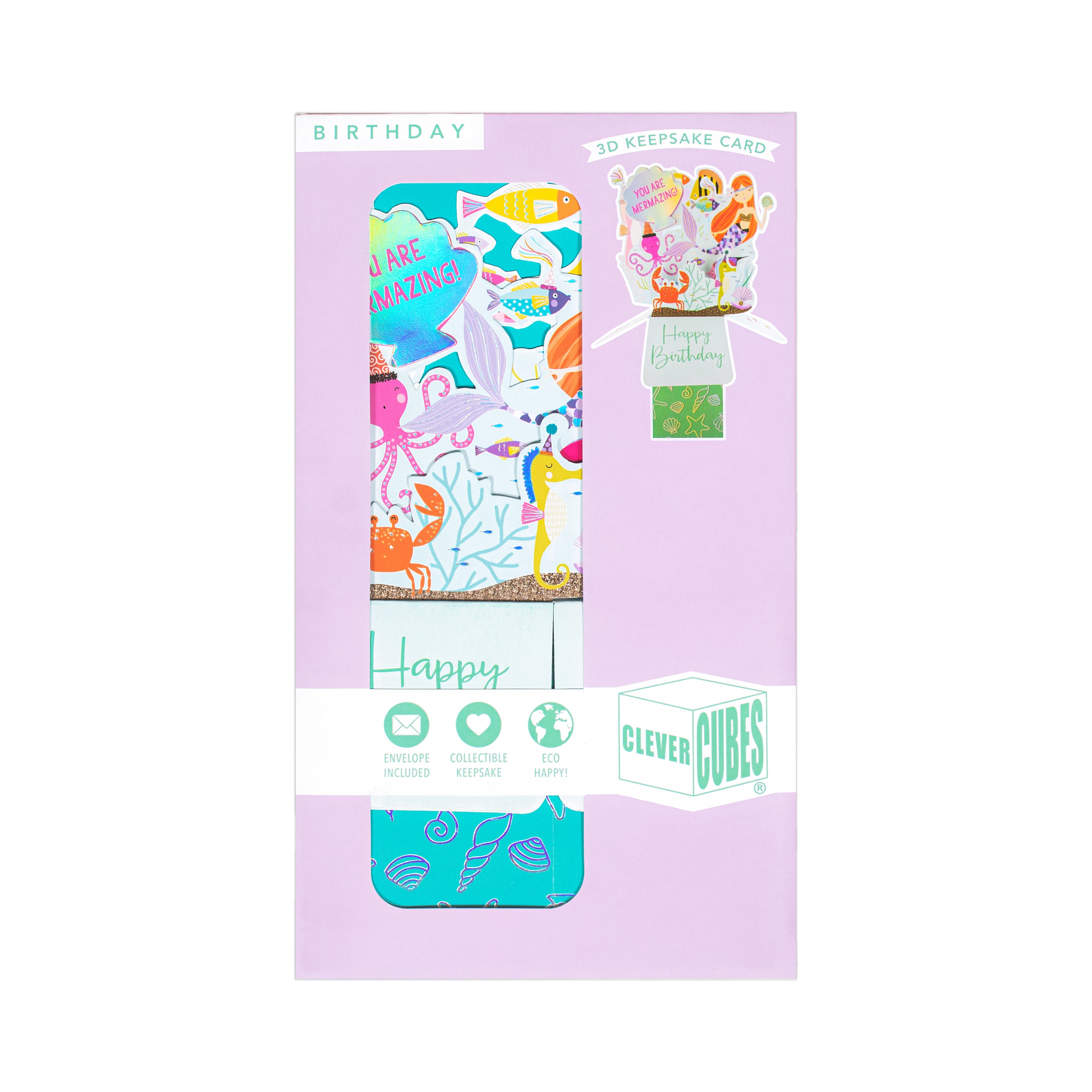 3D Pop Up Birthday Card and Envelope - Mermazing Birthday 1pc