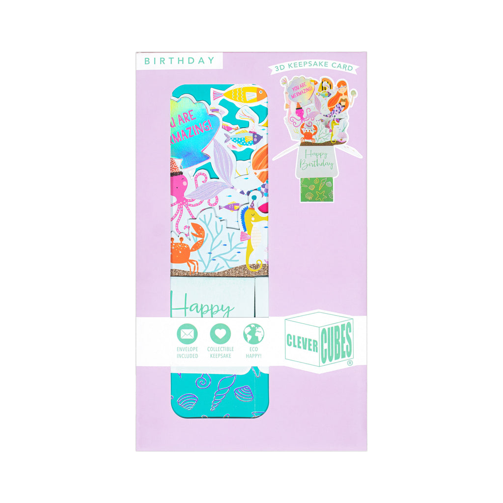 3D Pop Up Birthday Card and Envelope - Mermazing Birthday 1pc