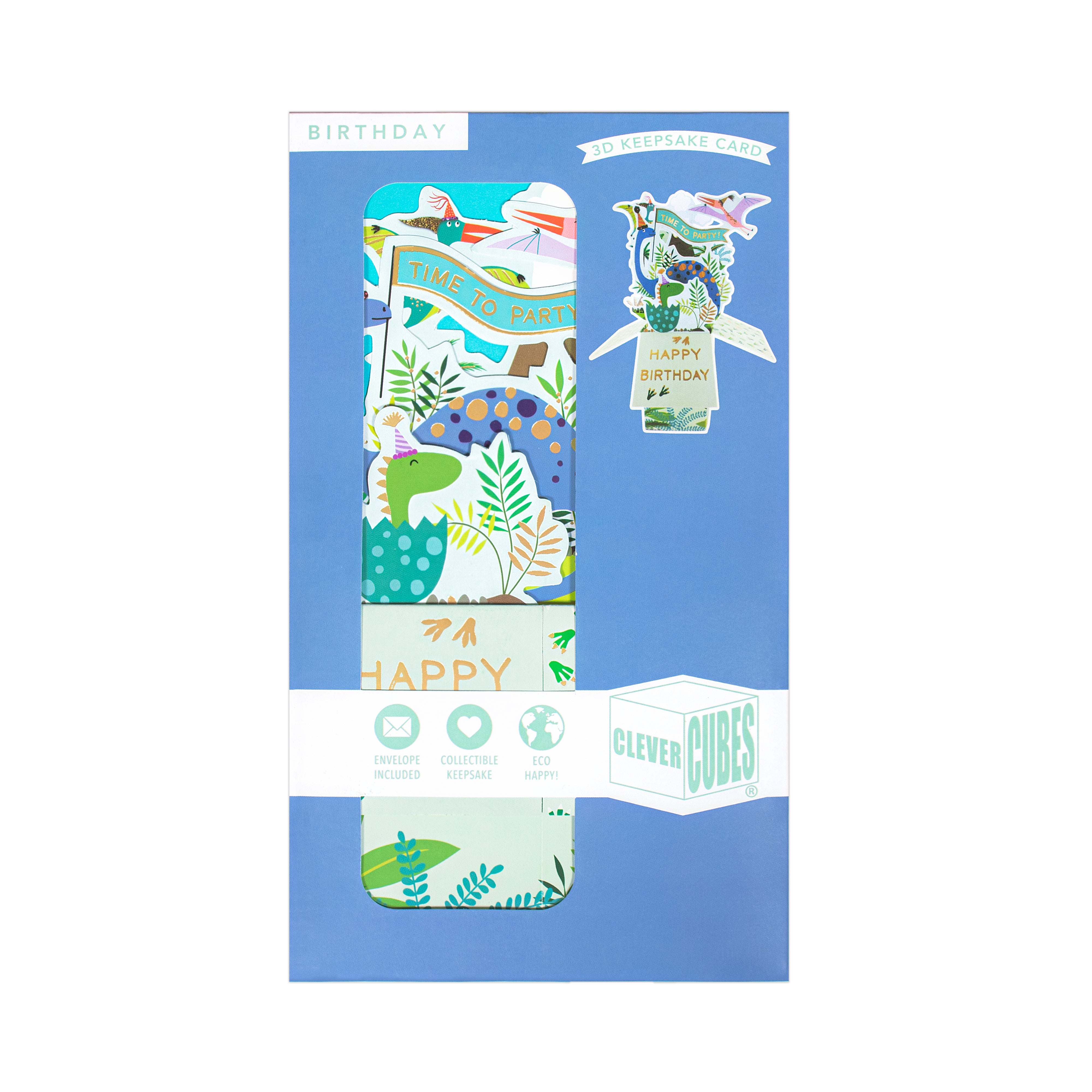 3D Pop Up Birthday Card and Envelope -Time to Party 1pc