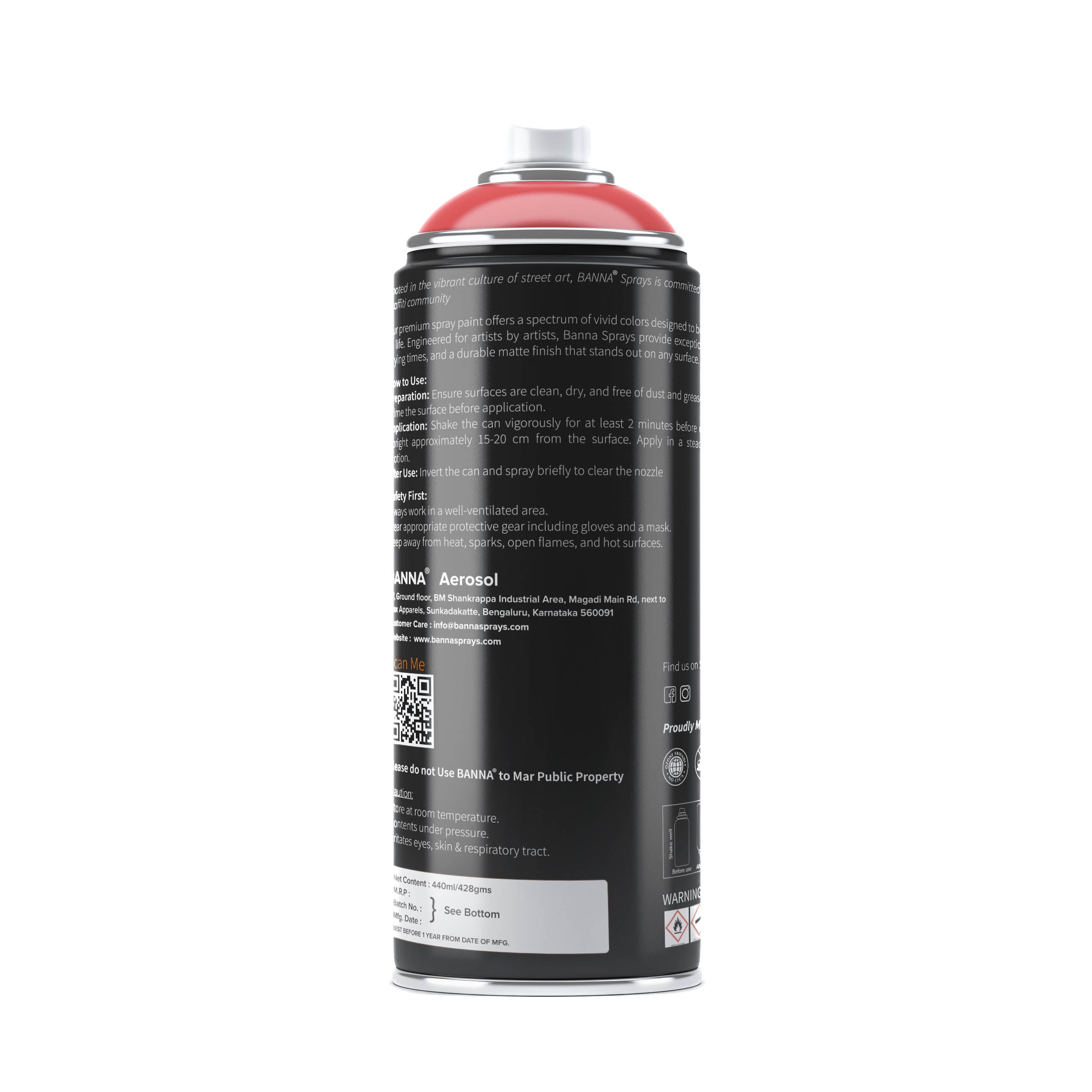 Graffiti Spray Paint Signal Red 400ml Bottle