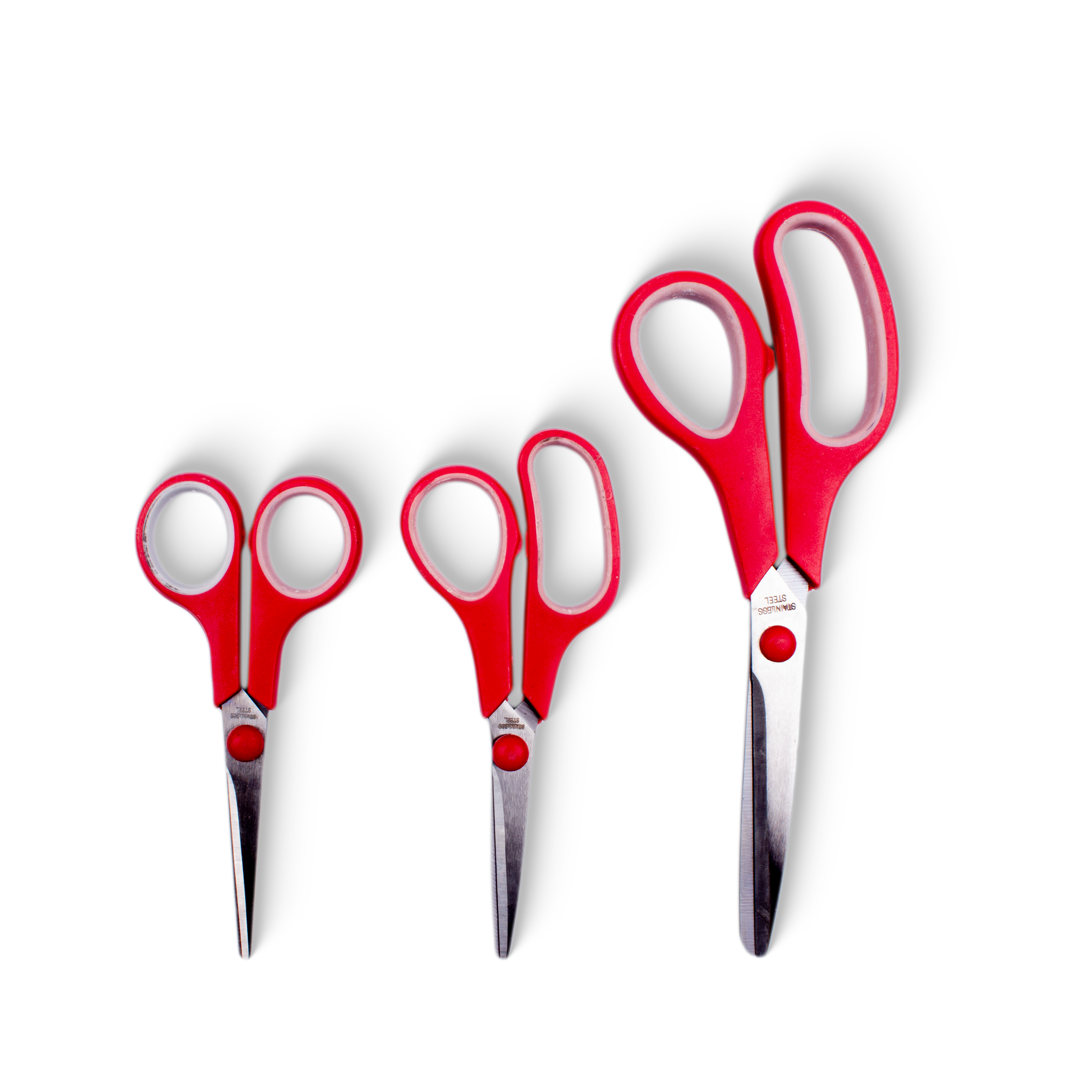 Soft Grip Scissor Set 3Pcs Assorted colours